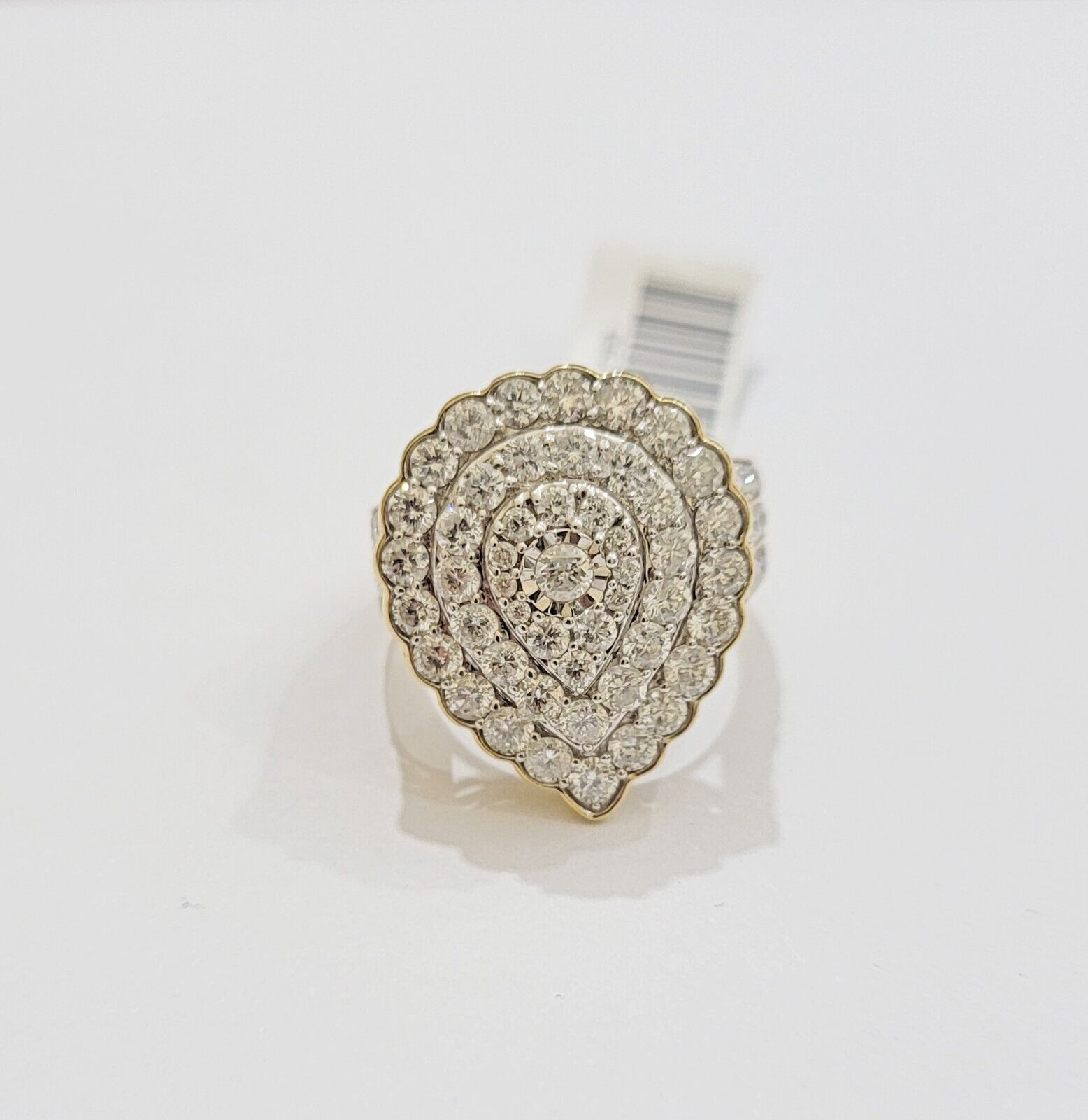 Ladies Diamond Ring Tear Drop 3 CT Natural Diamond Solid 10k Yellow Gold , Pear - GoldenLinQ