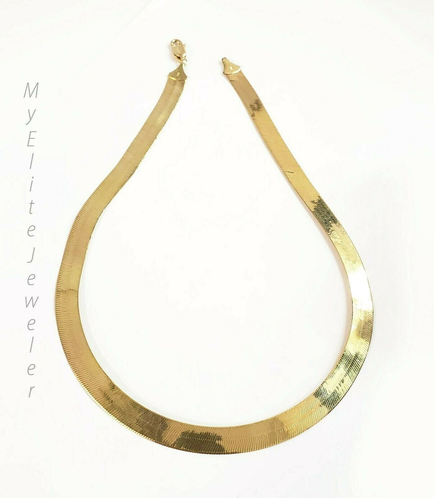 Ladies & Men's 10 K Yellow Gold Herring Bone Chain 20 Inch 10 mm Lobster Lock - GoldenLinQ