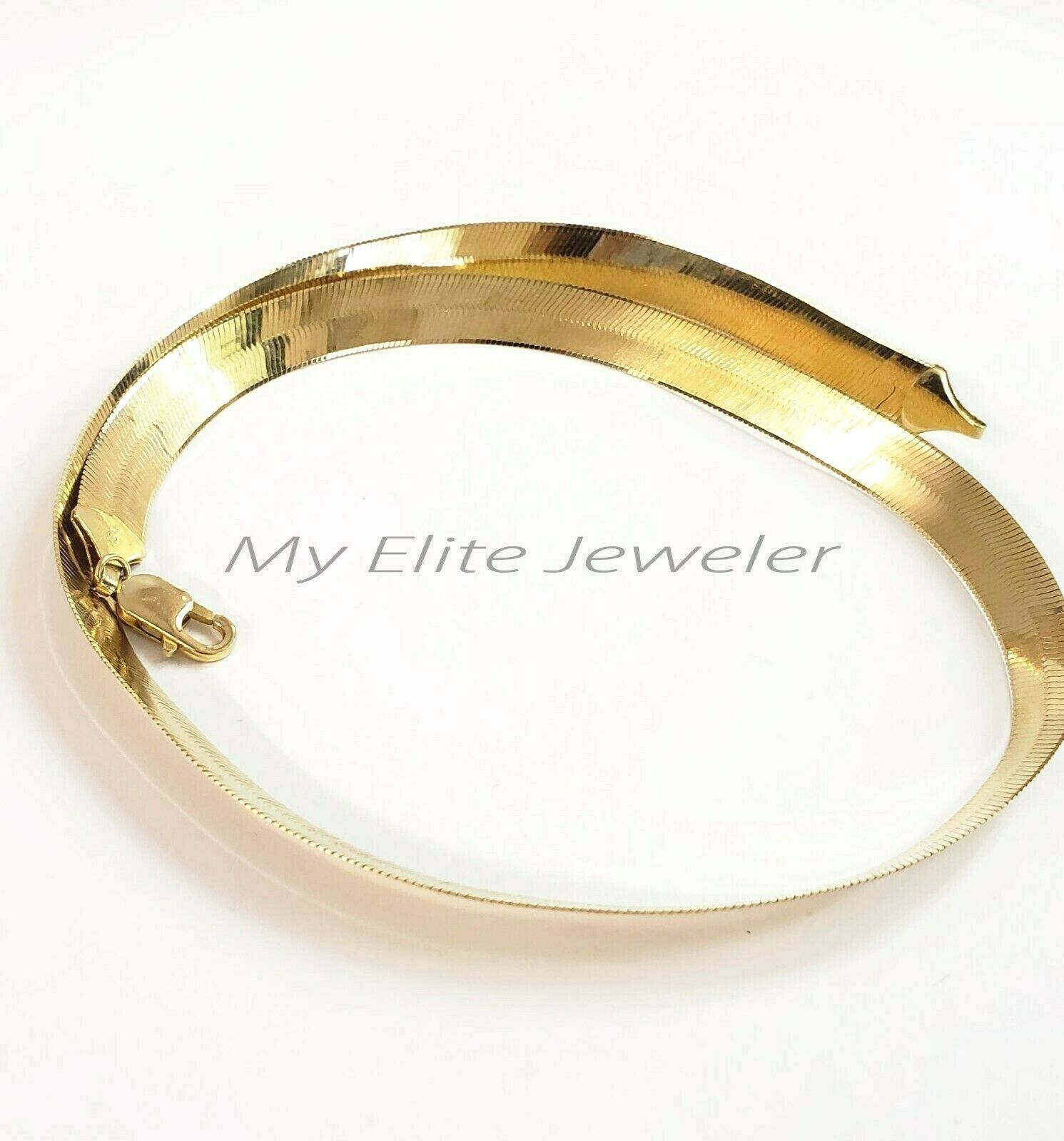 Ladies & Men's 10 K Yellow Gold Herring Bone Chain 20 Inch 10 mm Lobster Lock - GoldenLinQ