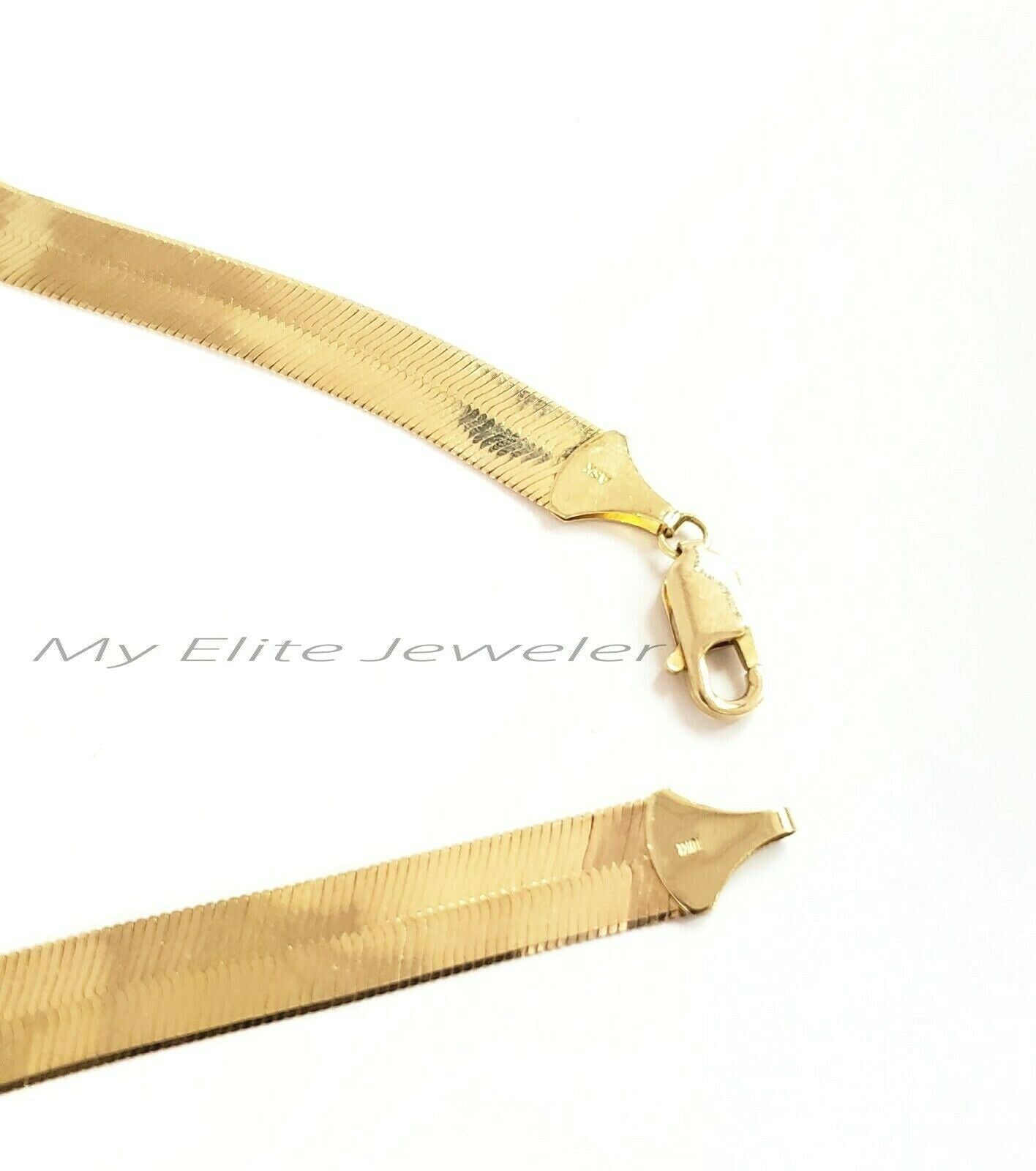 Ladies & Men's 10 K Yellow Gold Herring Bone Chain 20 Inch 10 mm Lobster Lock - GoldenLinQ