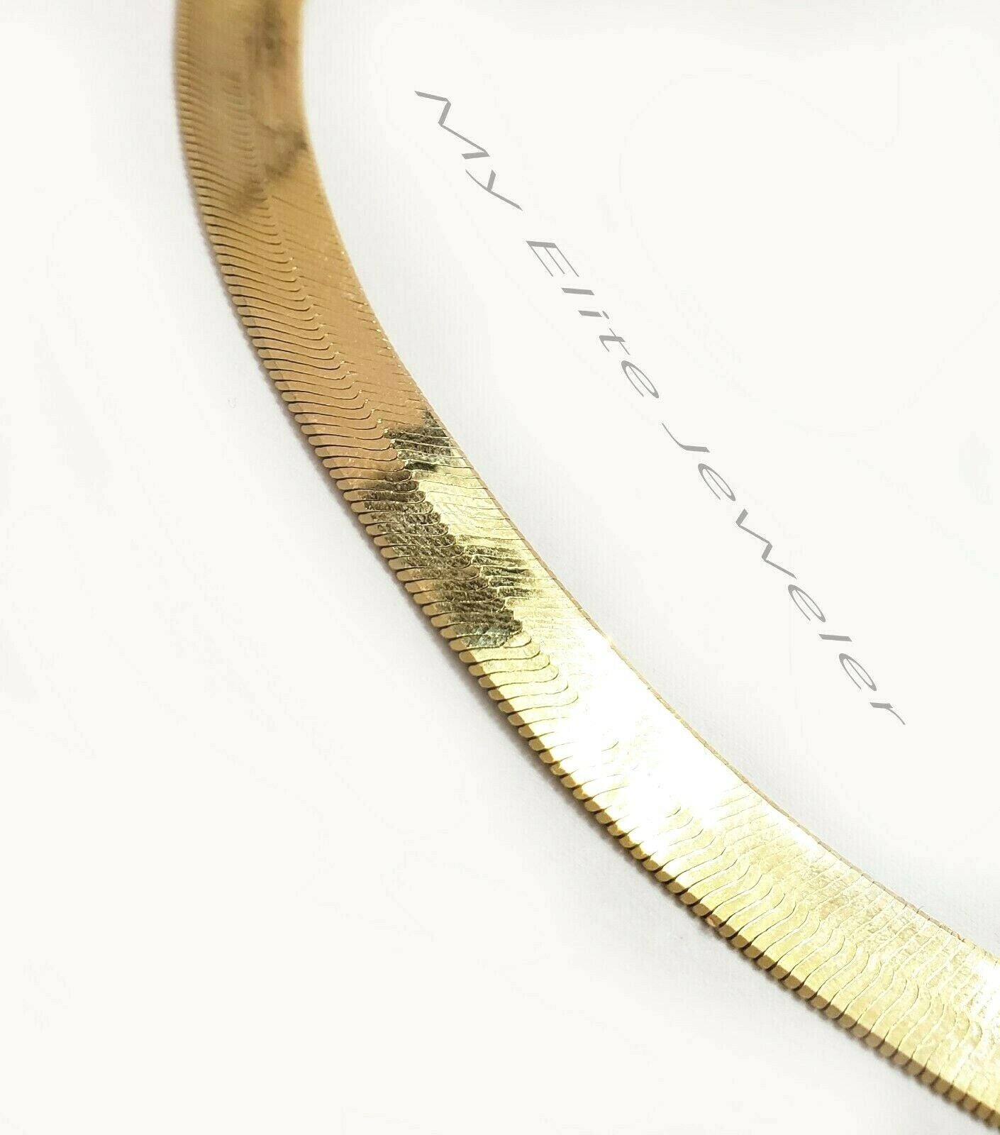 Ladies & Men's 10 K Yellow Gold Herring Bone Chain 20 Inch 10 mm Lobster Lock - GoldenLinQ