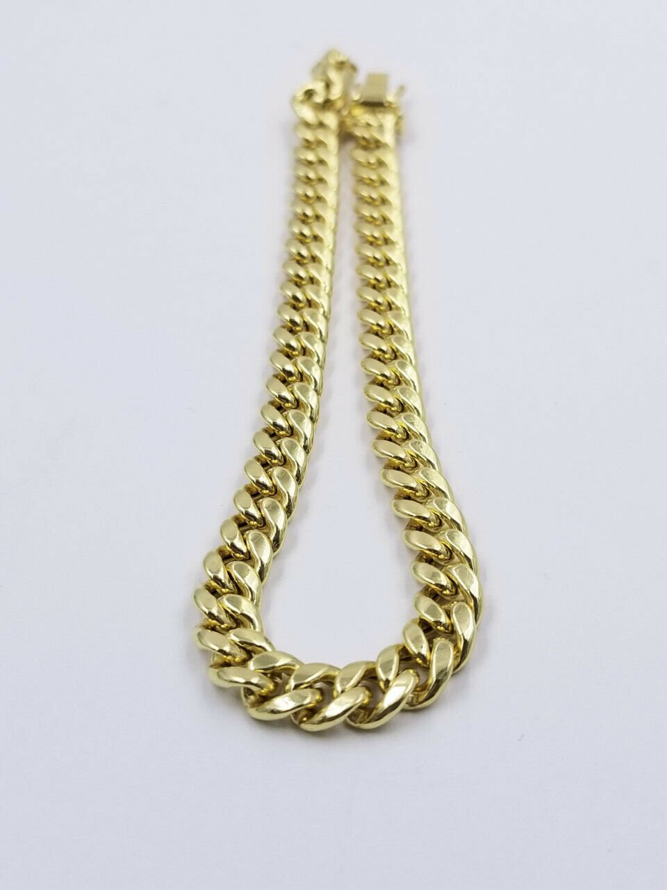 Ladies Real Gold 10k yellow Gold Cuban link bracelet 6mm 8" Long Box Lock Strong - GoldenLinQ