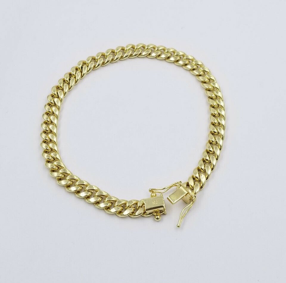 Ladies Real Gold 10k yellow Gold Cuban link bracelet 6mm 8" Long Box Lock Strong - GoldenLinQ