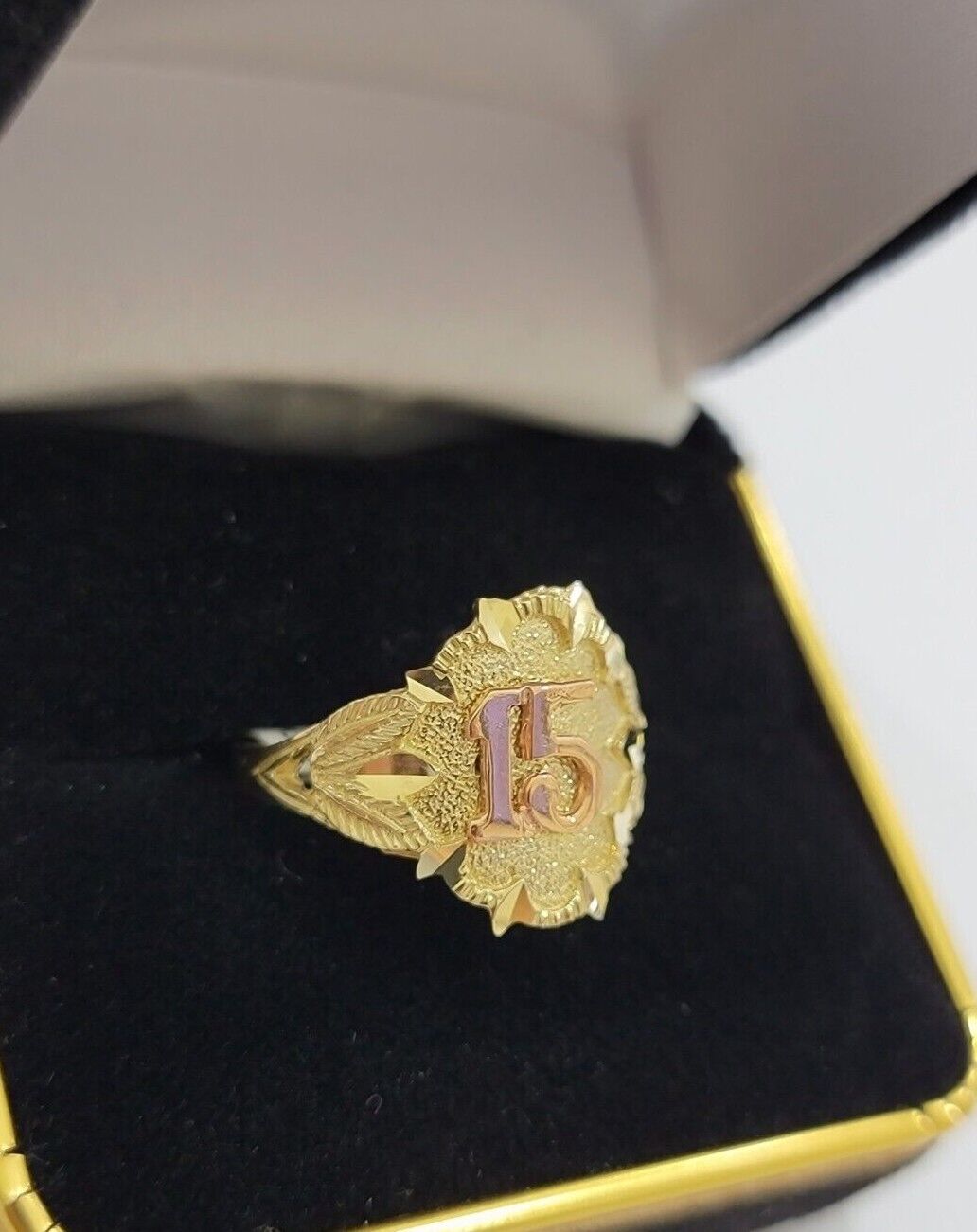 Ladies Ring 10k Gold Quinceanera 15 Anos Year Girls 10KT Yellow REAL Size 6 SALE - GoldenlinQ