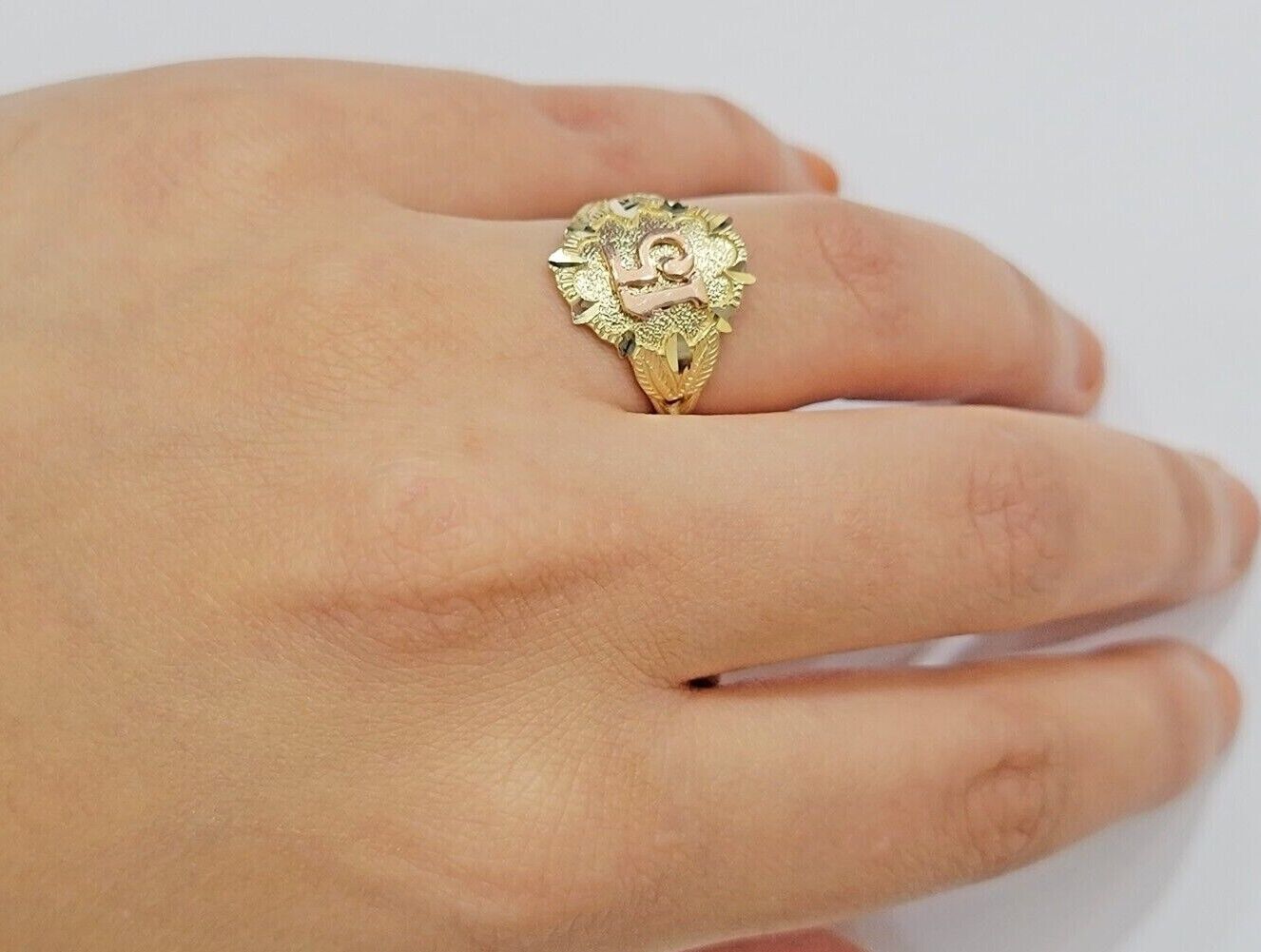 Ladies Ring 10k Gold Quinceanera 15 Anos Year Girls 10KT Yellow REAL Size 6 SALE - GoldenlinQ