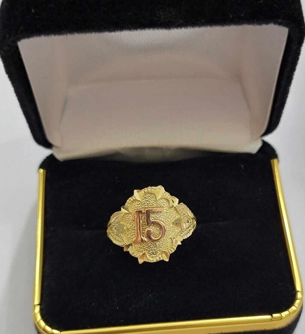 Ladies Ring 10k Gold Quinceanera 15 Anos Year Girls 10KT Yellow REAL Size 6 SALE - GoldenlinQ