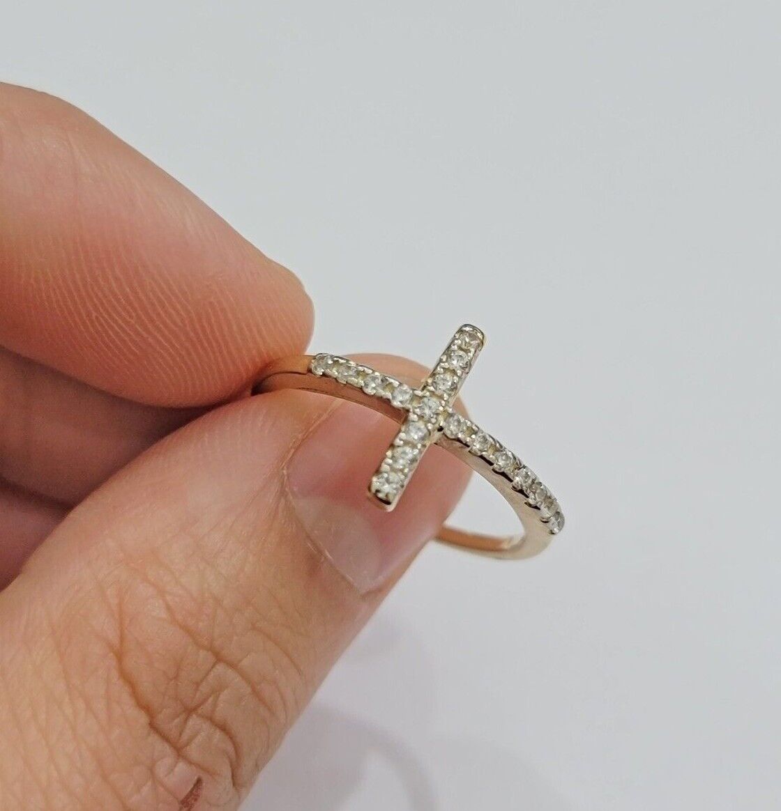 Ladies Ring 10k Yellow Gold Cross REAL 10KT Unique Casual Band LIMITED TIME SALE - GoldenLinQ
