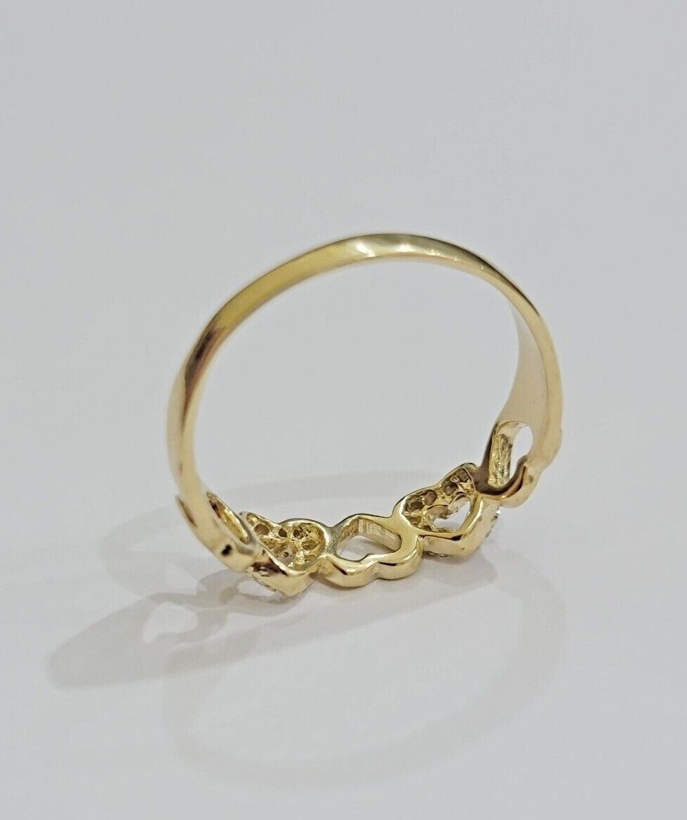 Ladies Ring 10k Yellow Gold Heart 10 KT REAL Unique Engagement Wedding Band SALE - GoldenLinQ