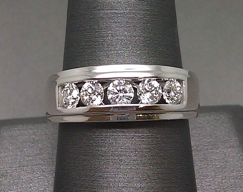 Men 14k White Gold 1CT Diamond Band Solitaire Ring Wedding Engagement REAL - GoldenlinQ