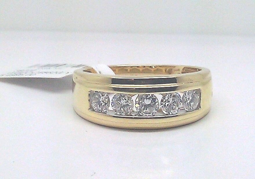 Men Solid 14k Yellow Gold 1CT Band Wedding Engagement Ring REAL Diamond - GoldenlinQ
