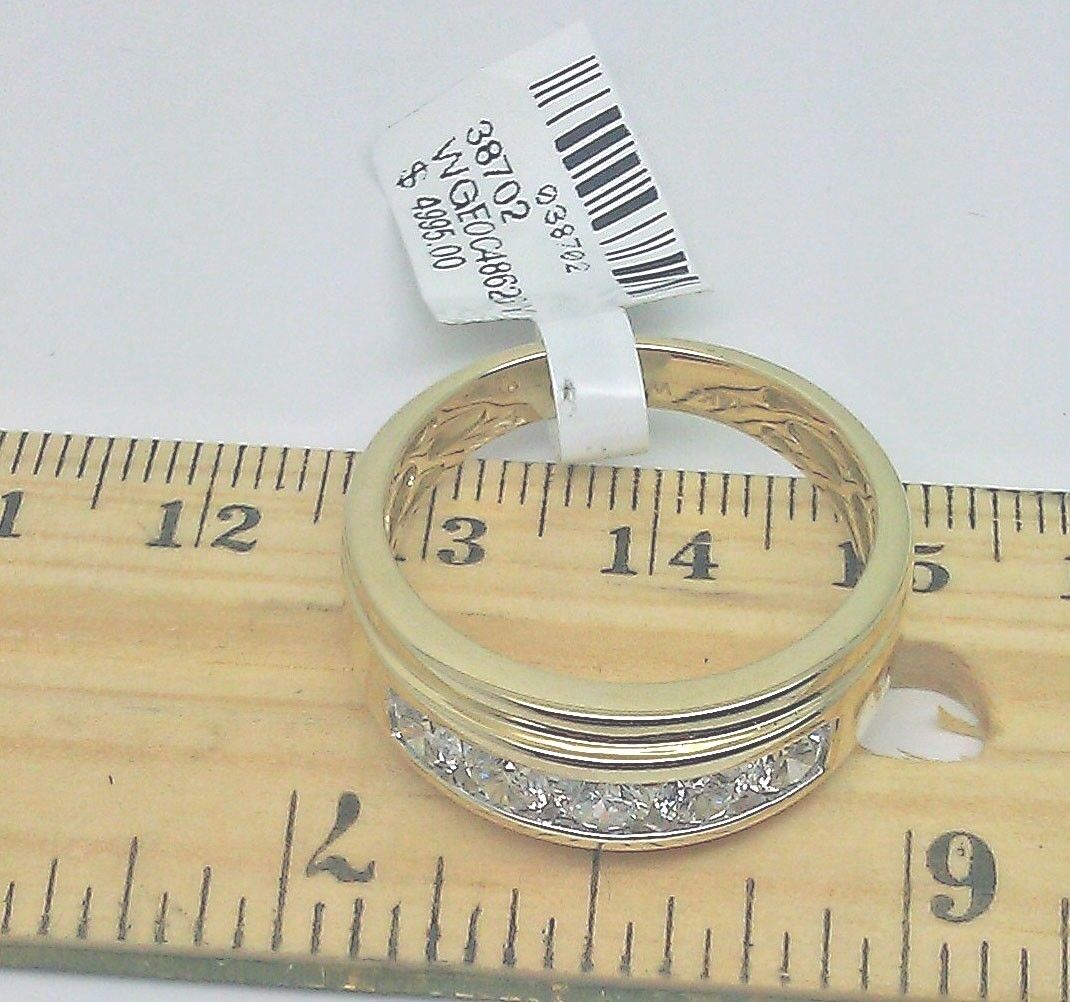Men Solid 14k Yellow Gold 1CT Band Wedding Engagement Ring REAL Diamond - GoldenlinQ
