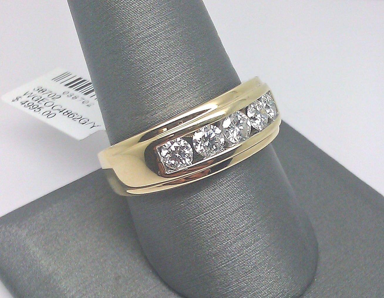 Men Solid 14k Yellow Gold 1CT Band Wedding Engagement Ring REAL Diamond - GoldenlinQ