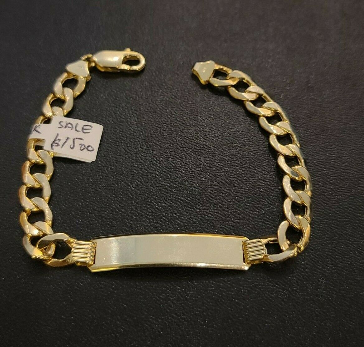 Men's 10K Gold Cuban Link Bracelet ID 8mm 9" Lobster Lock REAL 10KT - GoldenlinQ