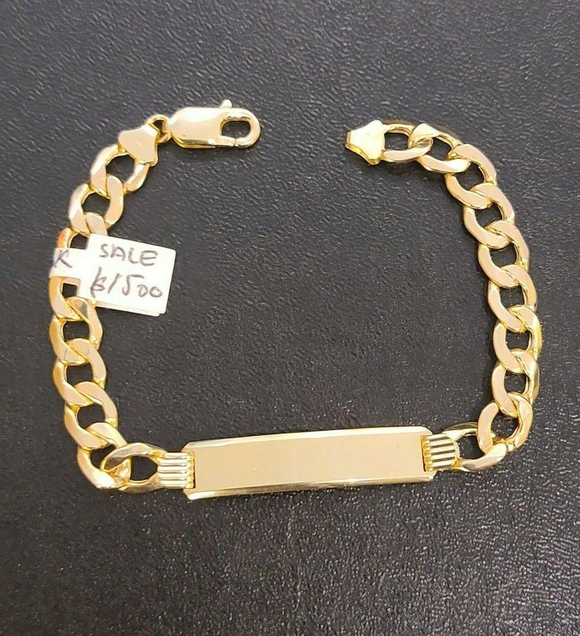 Men's 10K Gold Cuban Link Bracelet ID 8mm 9" Lobster Lock REAL 10KT - GoldenlinQ