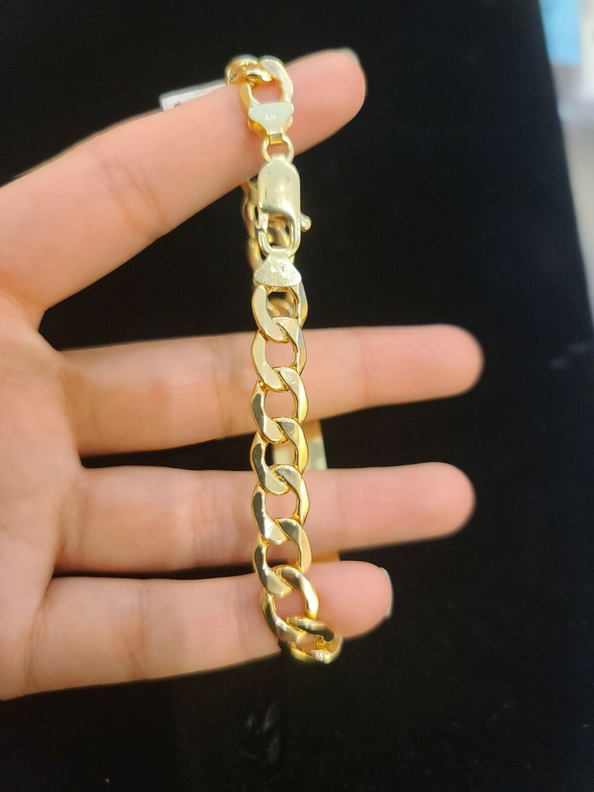 Men's 10K Gold Cuban Link Bracelet ID 8mm 9" Lobster Lock REAL 10KT - GoldenlinQ