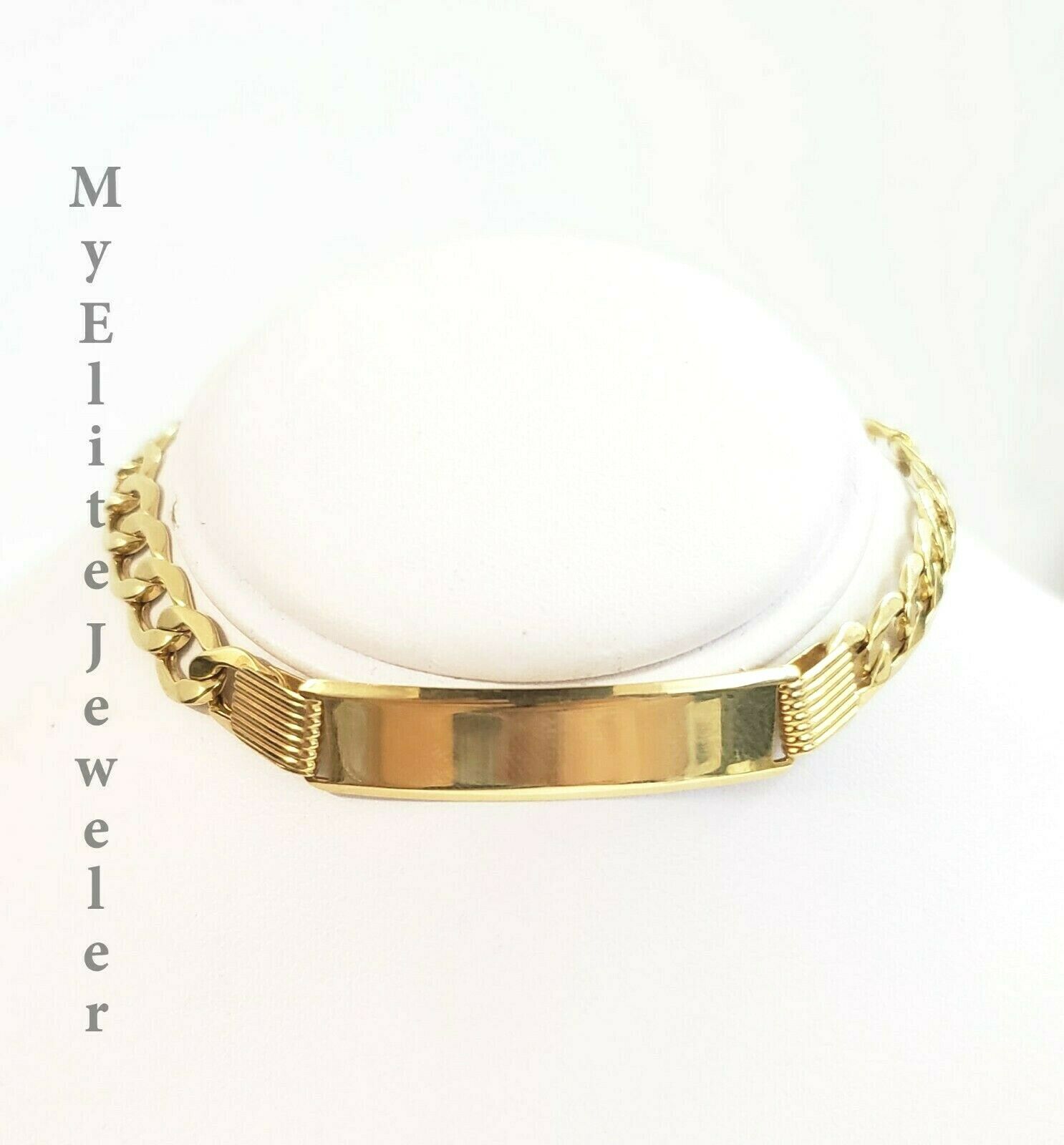 Men's 10K Gold Cuban Link Bracelet ID 8mm 9" Lobster Lock REAL 10KT - GoldenlinQ