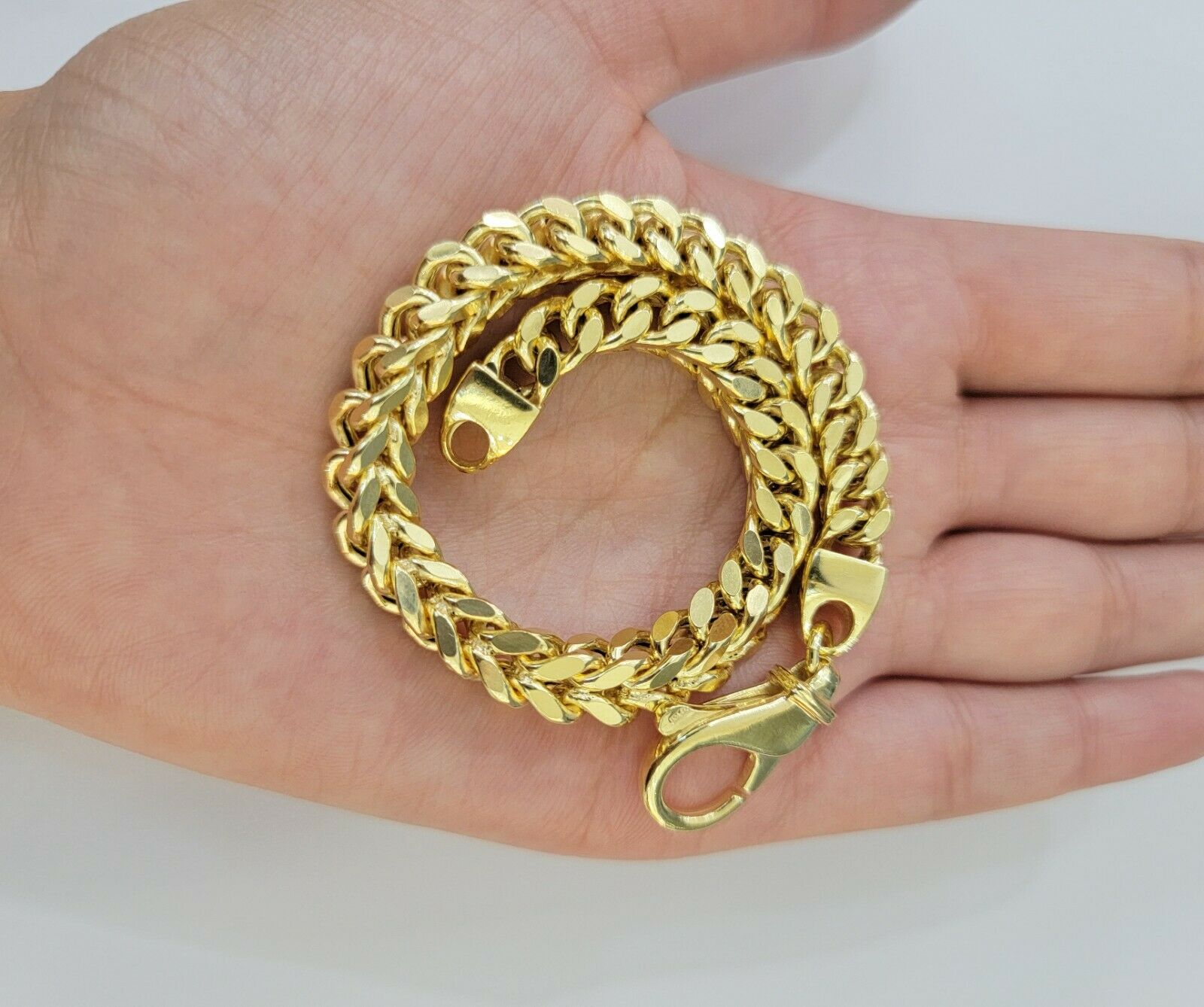 Men's 10k Gold Franco Bracelet 9" 7mm 10kt Yellow Gold Authentic 10kt MEN STRONG - GoldenlinQ