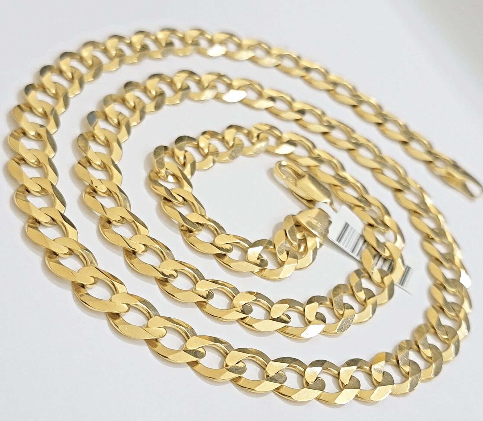 Mens 10K Yellow Gold 22 Inch Chain Necklace Cuban Curb Link SOLID 10kt Gold REAL - GoldenlinQ