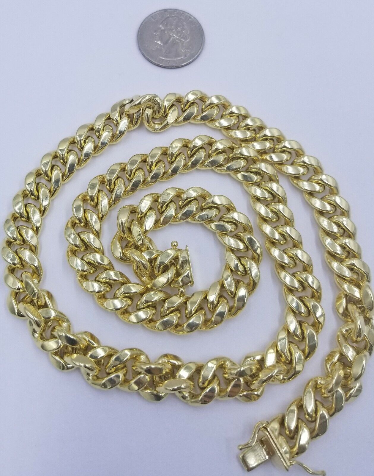Mens 10K Yellow Gold 26" 11mm Chain Miami Cuban Link Necklace Box Lock REAL 10KT - GoldenlinQ