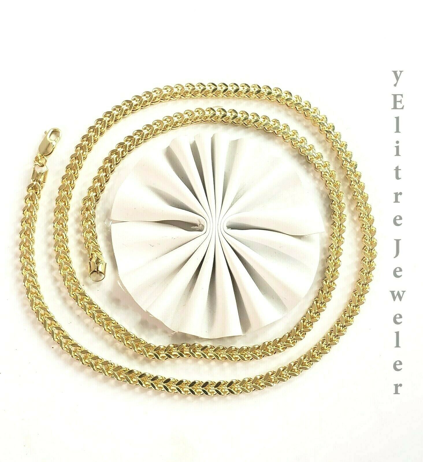 Mens 10K Yellow Gold Franco Link Chain Necklace 24 Inch 5MM Lobster Lock, Thick - GoldenLinQ
