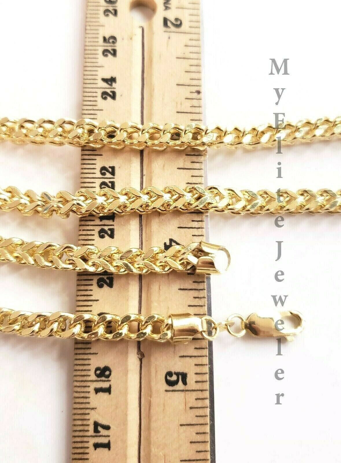 Mens 10K Yellow Gold Franco Link Chain Necklace 24 Inch 5MM Lobster Lock, Thick - GoldenLinQ