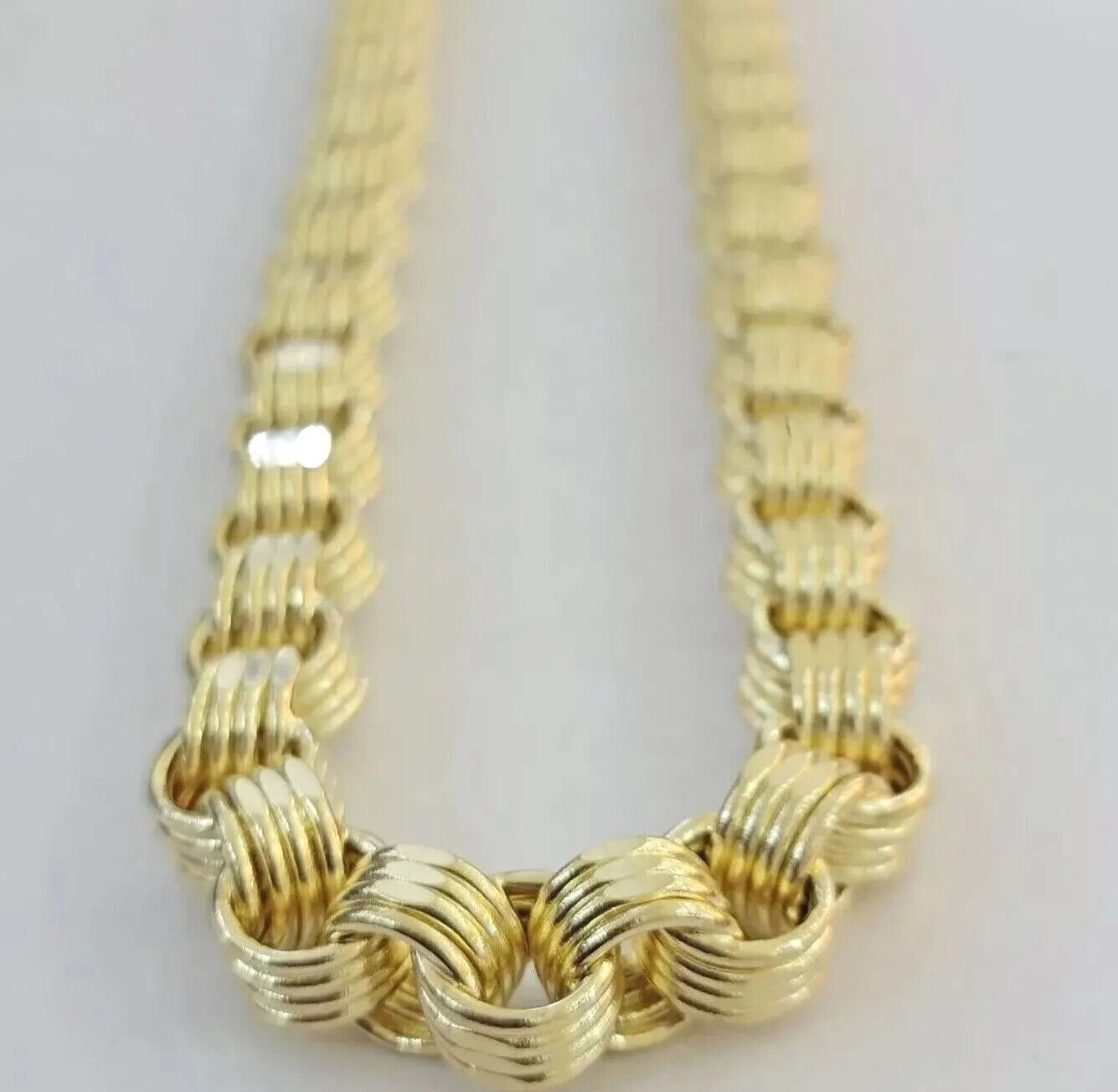 Mens 10k Yellow Gold Necklace Box Byzantine Chain 12mm 22" - 30 inch REAL 10kt - GoldenlinQ