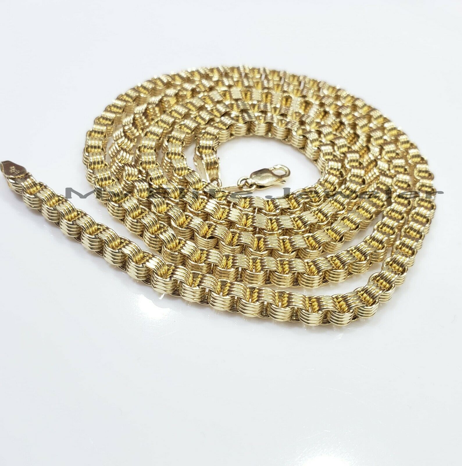 Men's 10kt Yellow Gold Box Byzantine Chain Necklace 30 Inch 4mm REAL, Rope,Cuban - GoldenLinQ