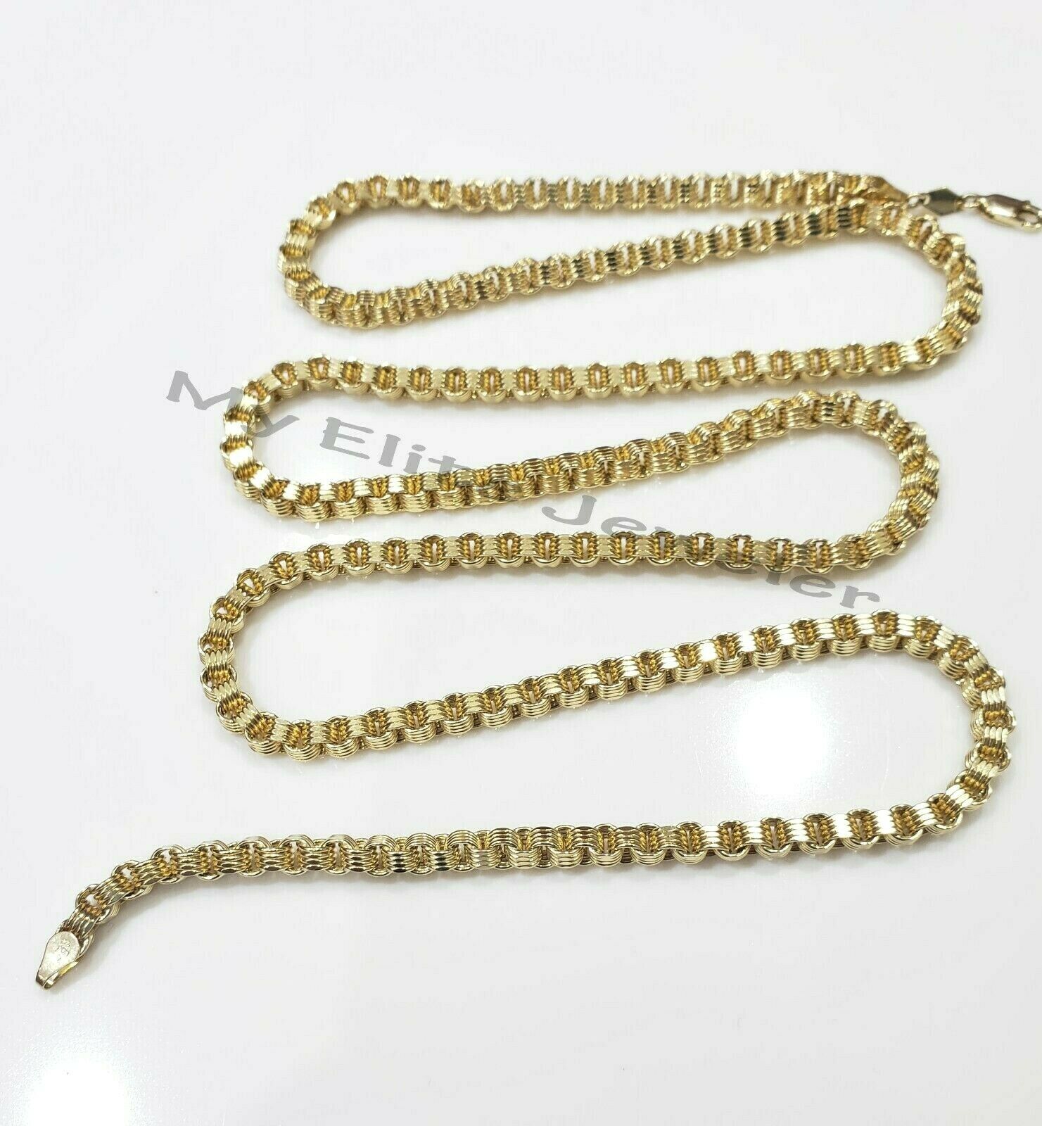 Men's 10kt Yellow Gold Box Byzantine Chain Necklace 30 Inch 4mm REAL, Rope,Cuban - GoldenLinQ