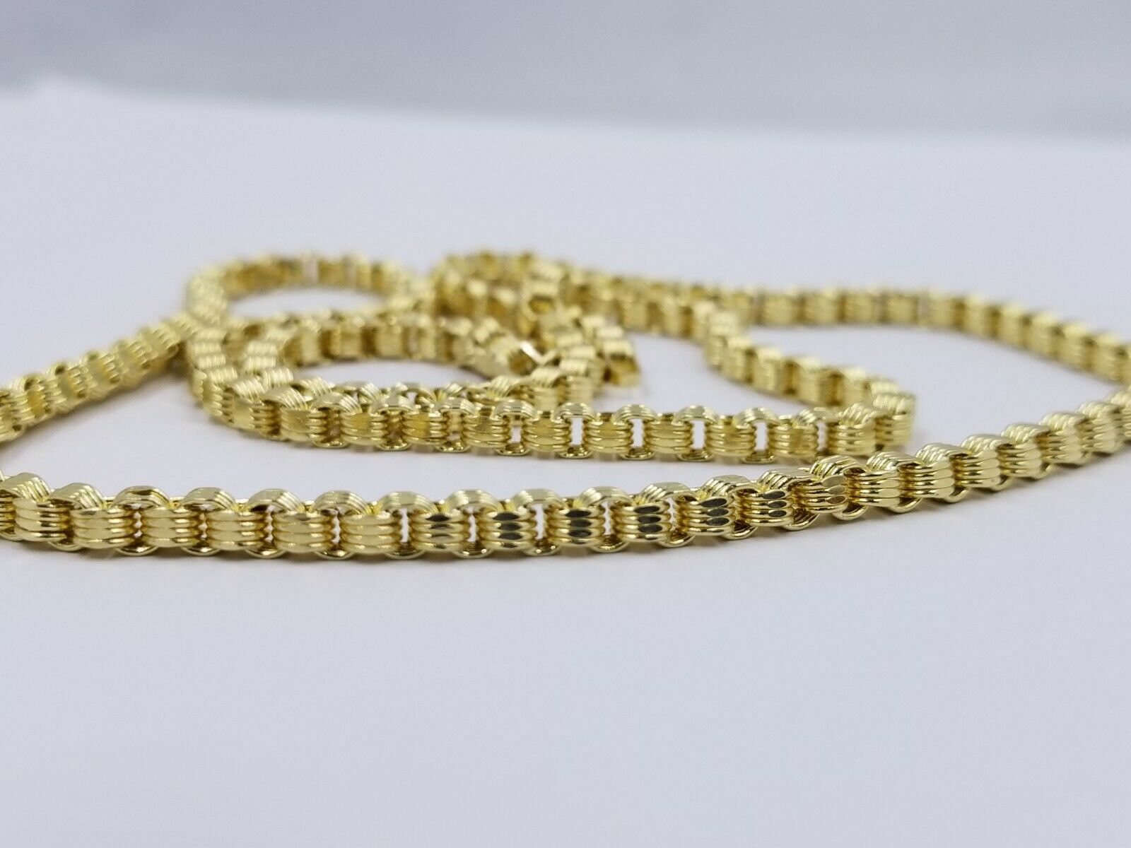 Men's 10kt Yellow Gold Box Byzantine Chain Necklace 30 Inch 4mm REAL, Rope,Cuban - GoldenLinQ