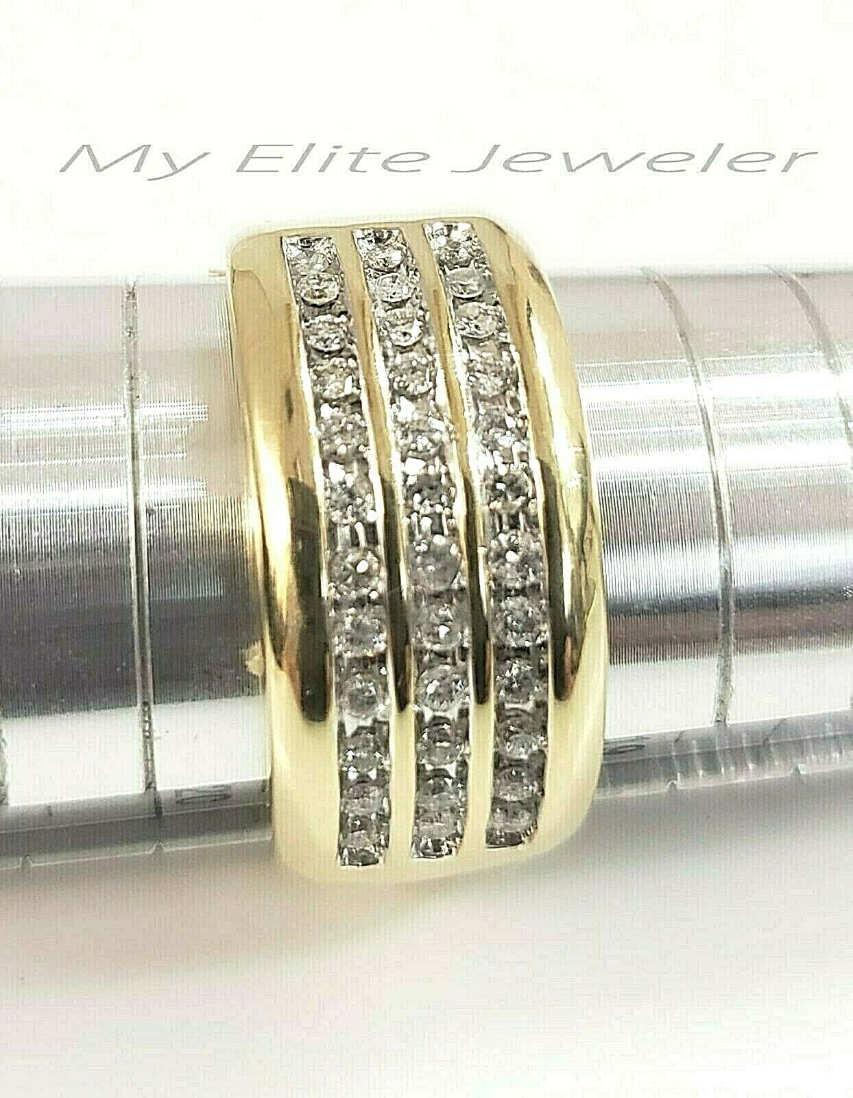 Mens 1/2CT Diamond Ring 10K Solid Gold Band Size 10 Thick Bands, 100% GENUINE - GoldenLinQ