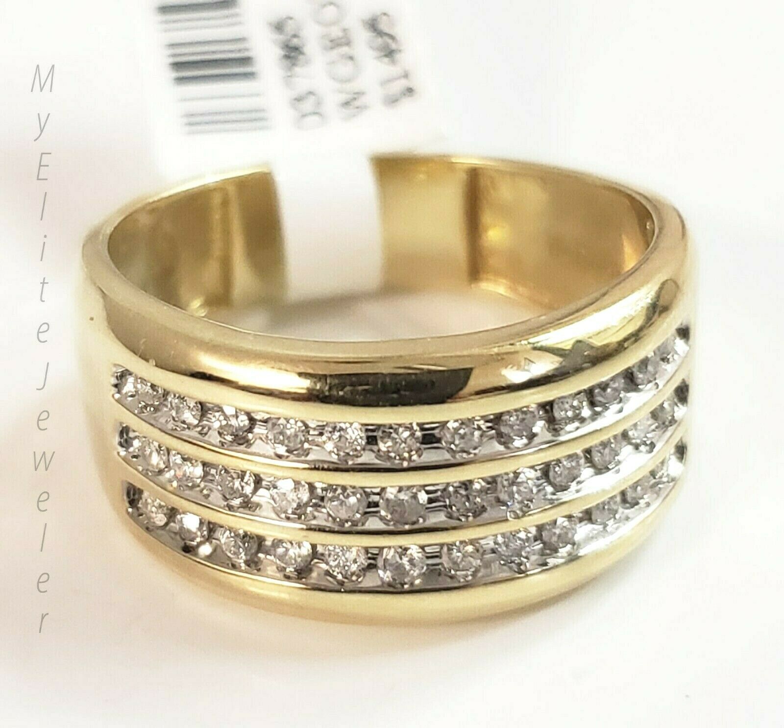 Mens 1/2CT Diamond Ring 10K Solid Gold Band Size 10 Thick Bands, 100% GENUINE - GoldenLinQ