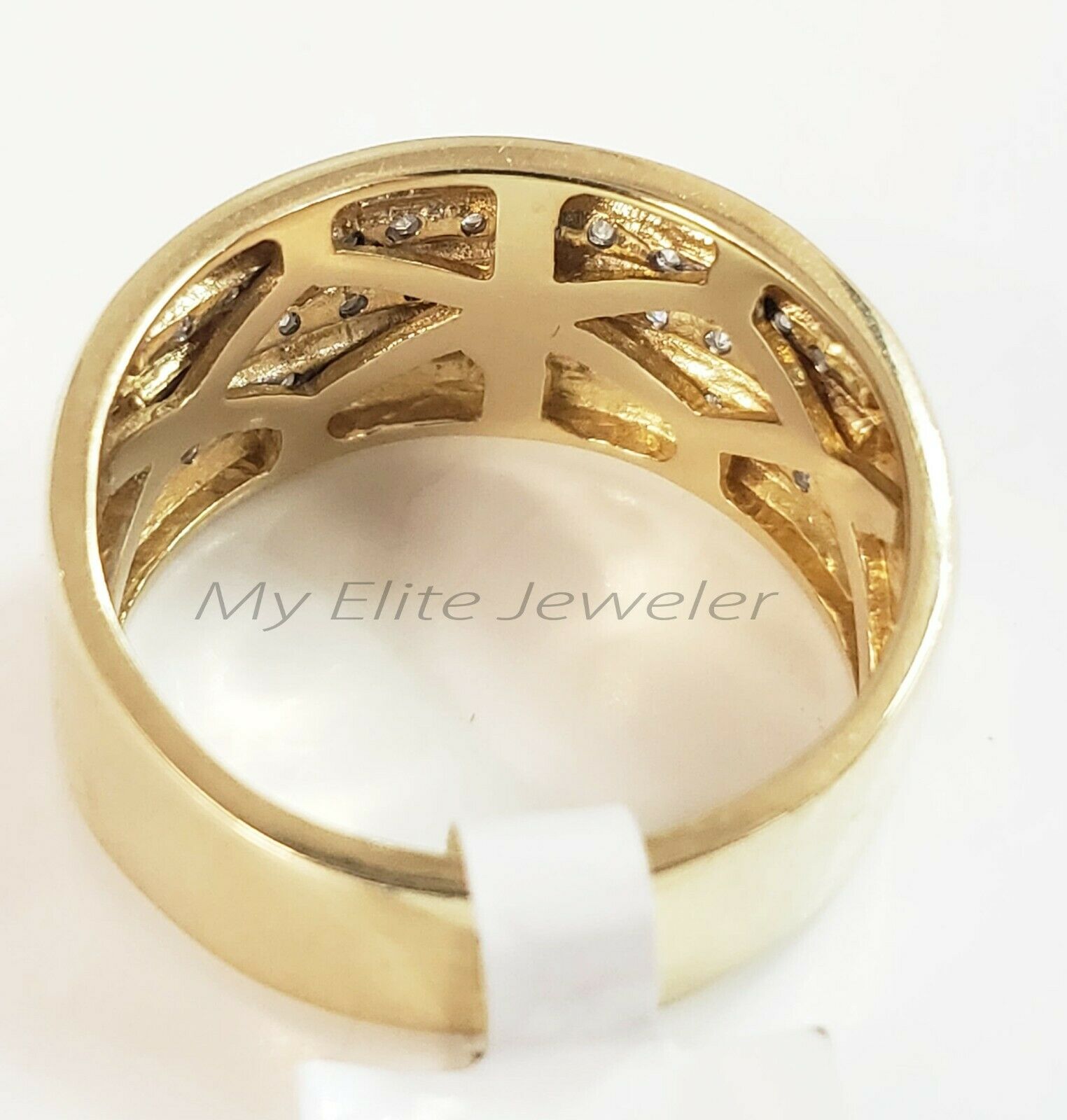 Mens 1/2CT Diamond Ring 10K Solid Gold Band Size 10 Thick Bands, 100% GENUINE - GoldenLinQ