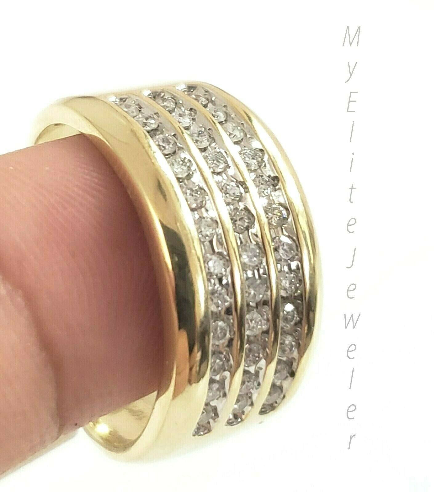 Mens 1/2CT Diamond Ring 10K Solid Gold Band Size 10 Thick Bands, 100% GENUINE - GoldenLinQ