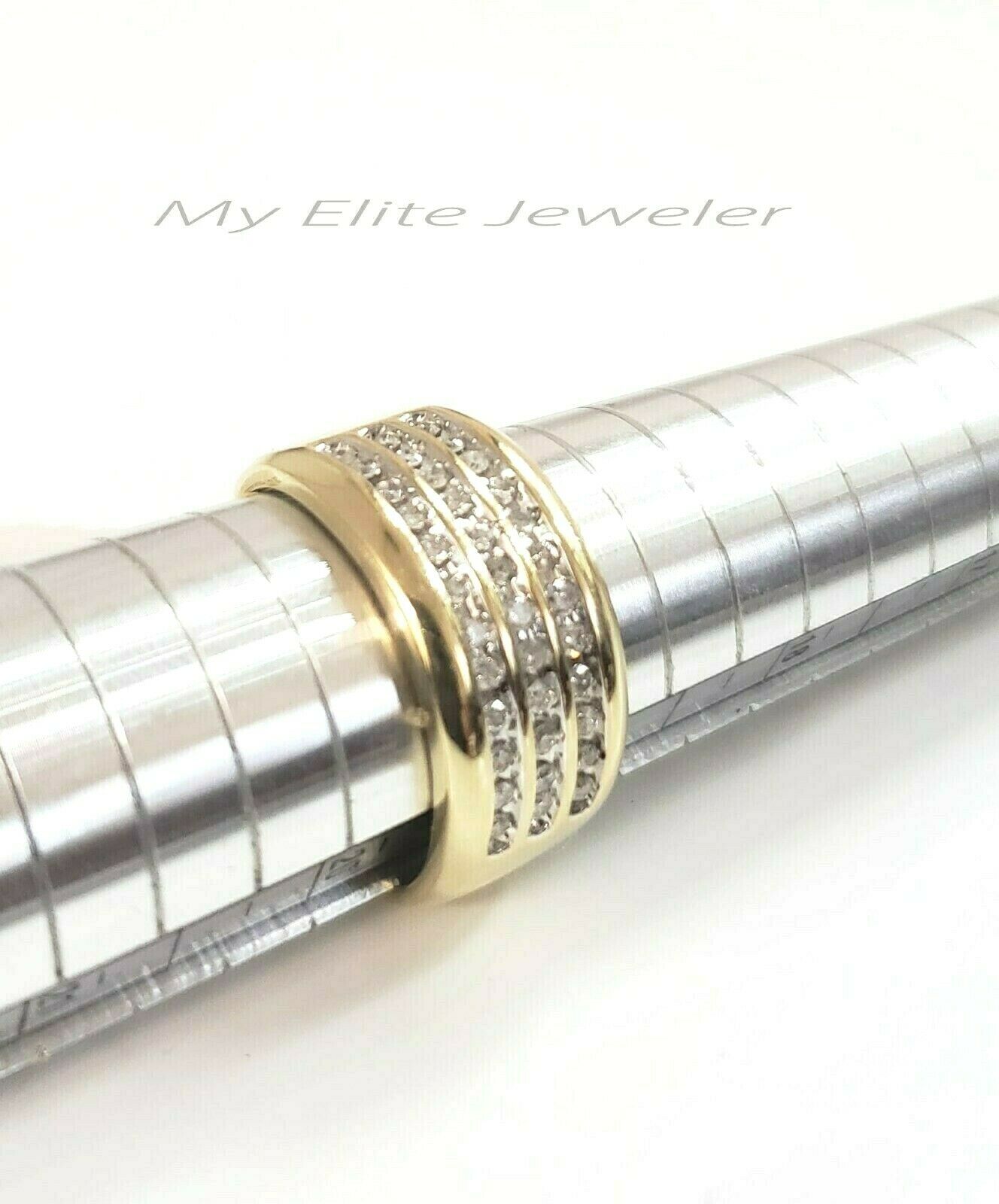 Mens 1/2CT Diamond Ring 10K Solid Gold Band Size 10 Thick Bands, 100% GENUINE - GoldenLinQ