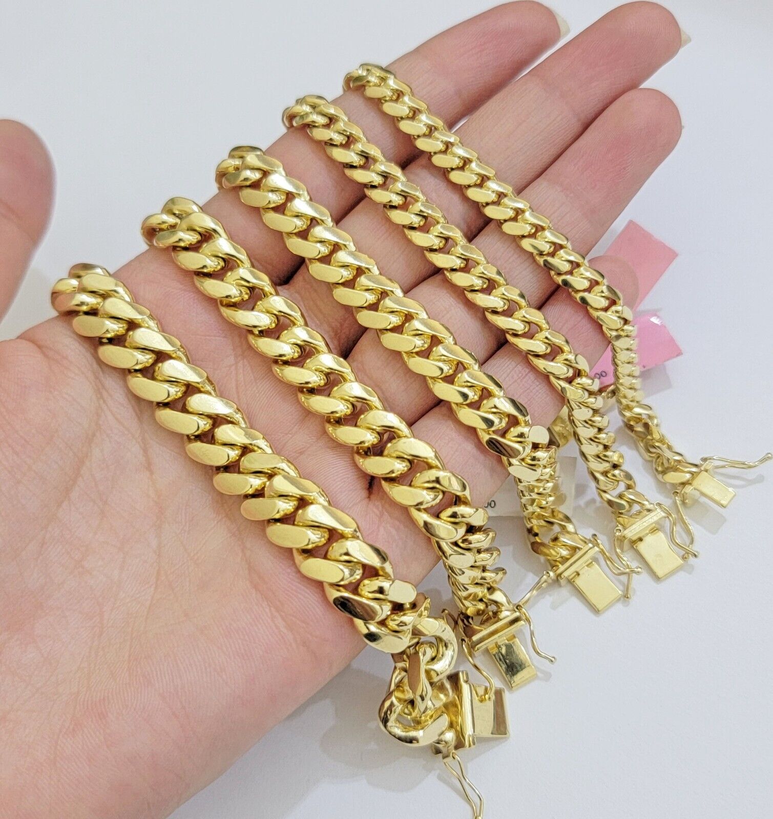 Mens 14k Gold Bracelet Miami Cuban Link REAL 14kt SOLID 6 - 10mm & 7.5 - 9 Inch - GoldenlinQ