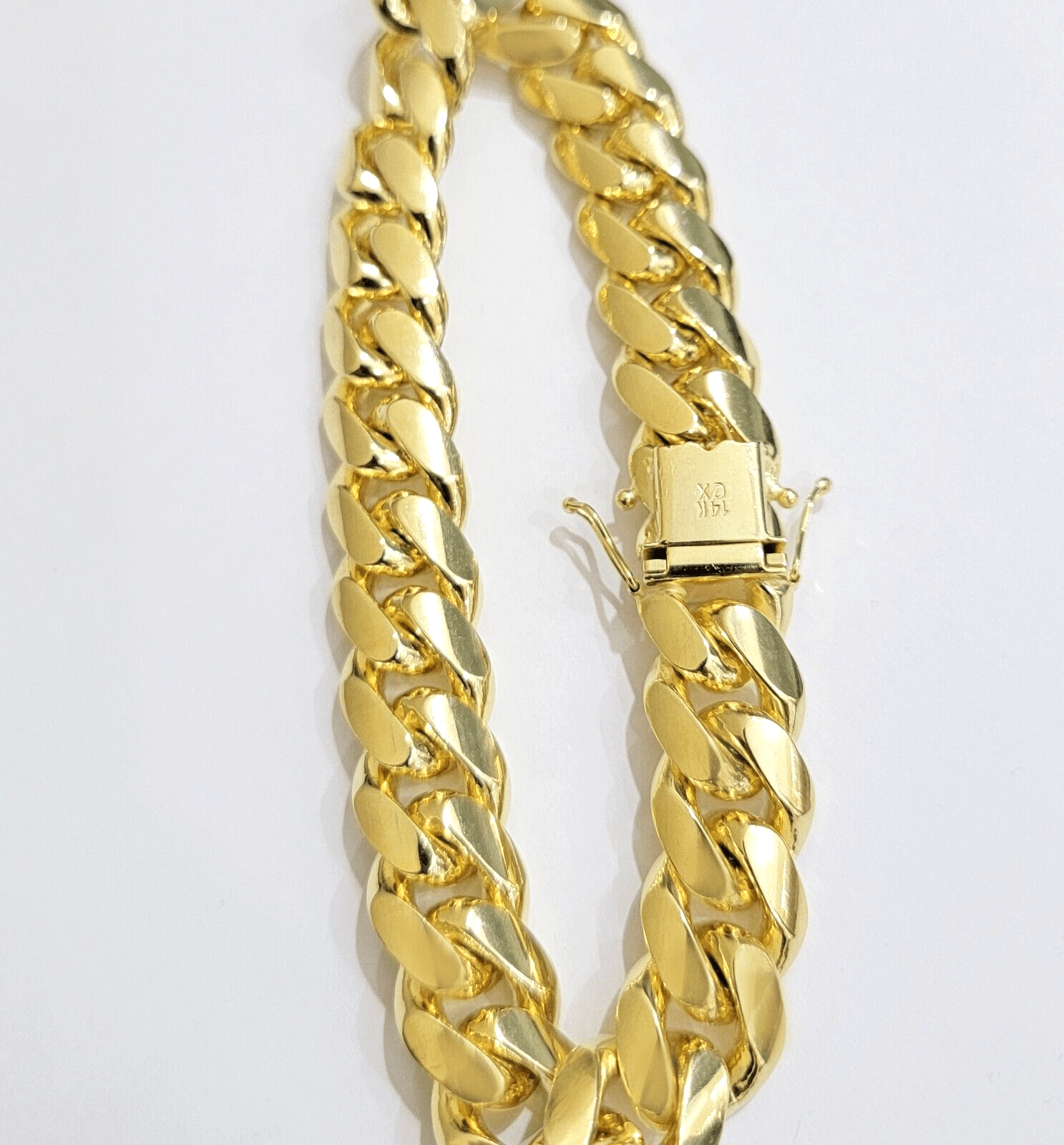 Mens 14k Gold Bracelet Solid Miami Cuban Link 13mm 9.5 Inch Real 14kt Heavy - GoldenLinQ