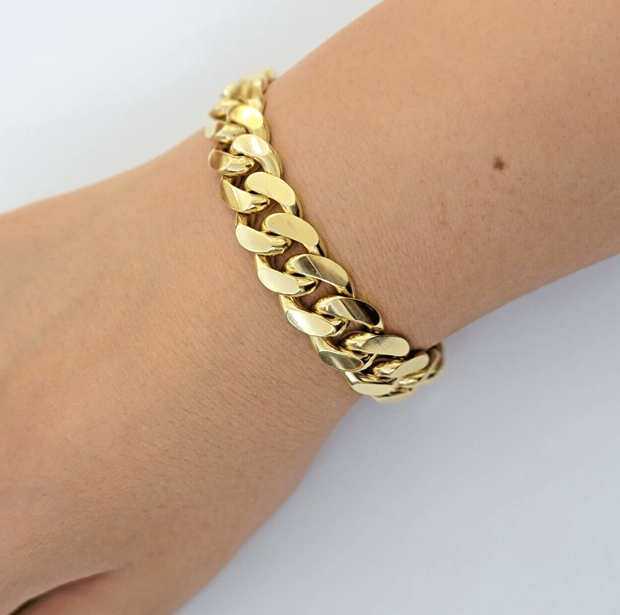 Mens 14k Gold Bracelet Solid Miami Cuban Link 13mm 9.5 Inch Real 14kt Heavy - GoldenLinQ