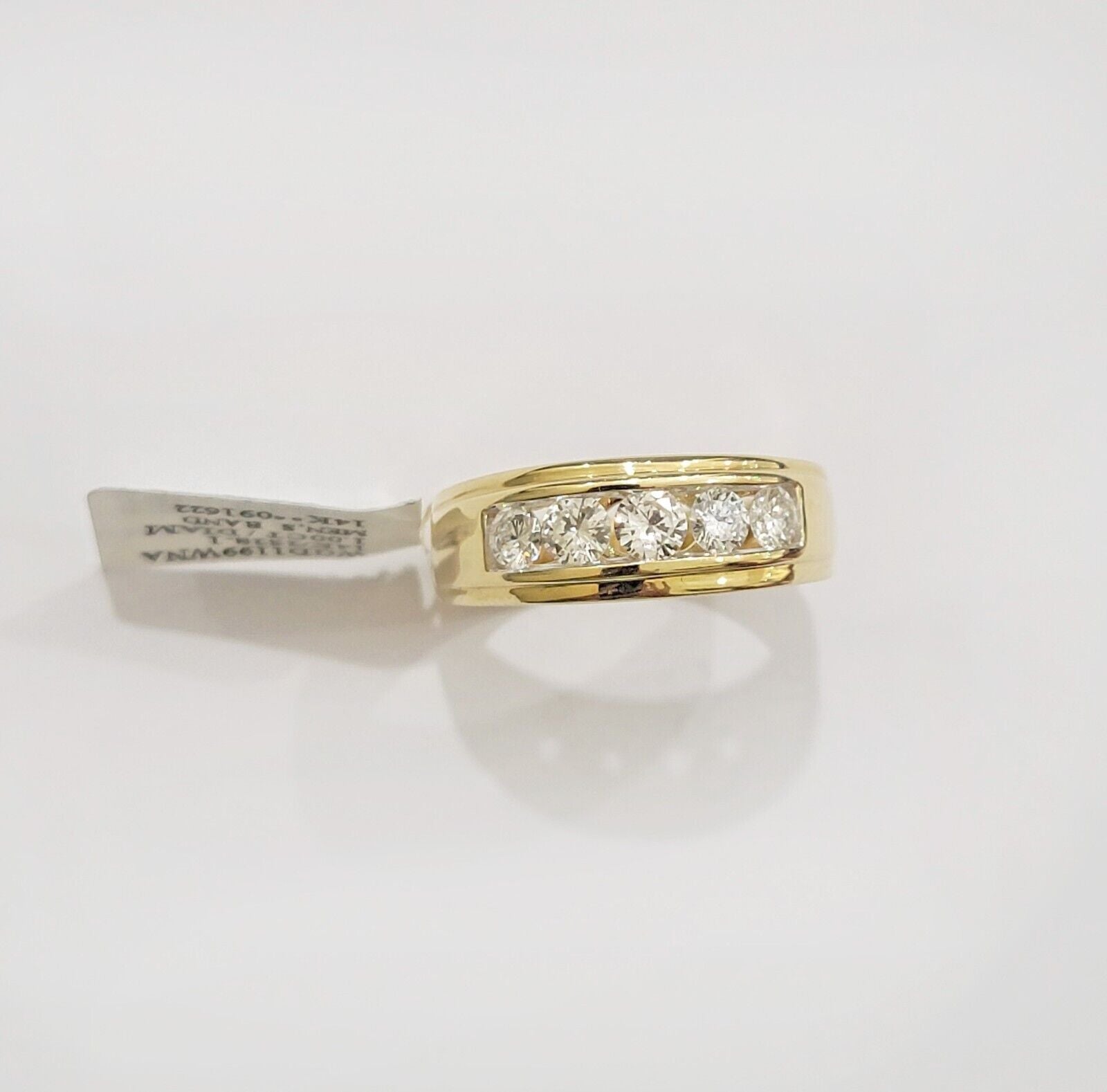 Mens 14k Yellow Gold 1CT Diamond Ring Band Natural Wedding Band, Valentine Sale - GoldenLinQ