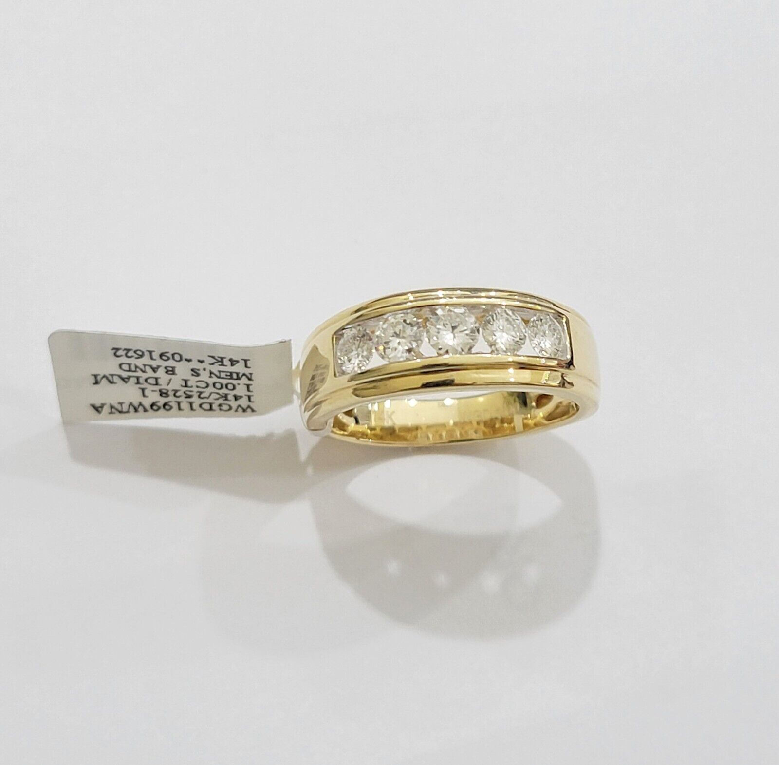 Mens 14k Yellow Gold 1CT Diamond Ring Band Natural Wedding Band, Valentine Sale - GoldenLinQ