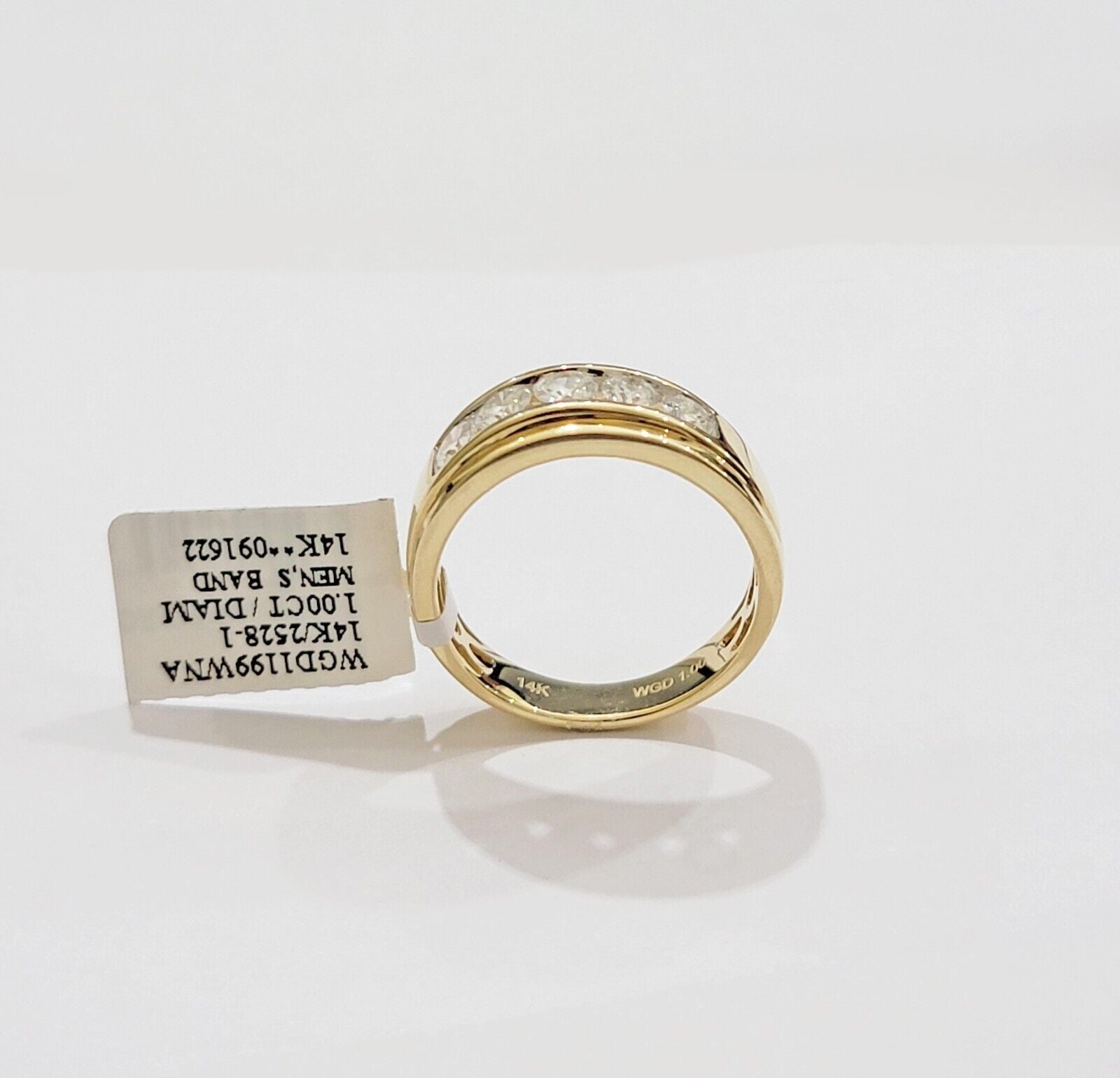 Mens 14k Yellow Gold 1CT Diamond Ring Band Natural Wedding Band, Valentine Sale - GoldenLinQ