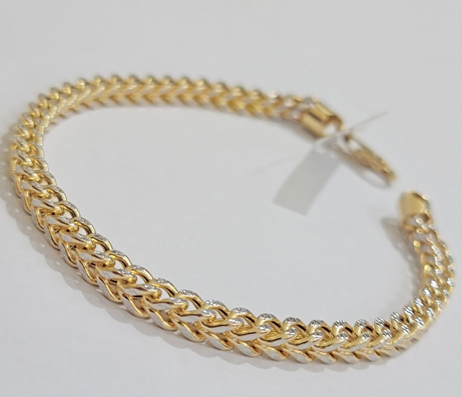 Mens 14k Yellow Gold Franco Bracelet 4mm 8.5" Diamond Cut Authentic 14KT ,STRONG - GoldenLinQ