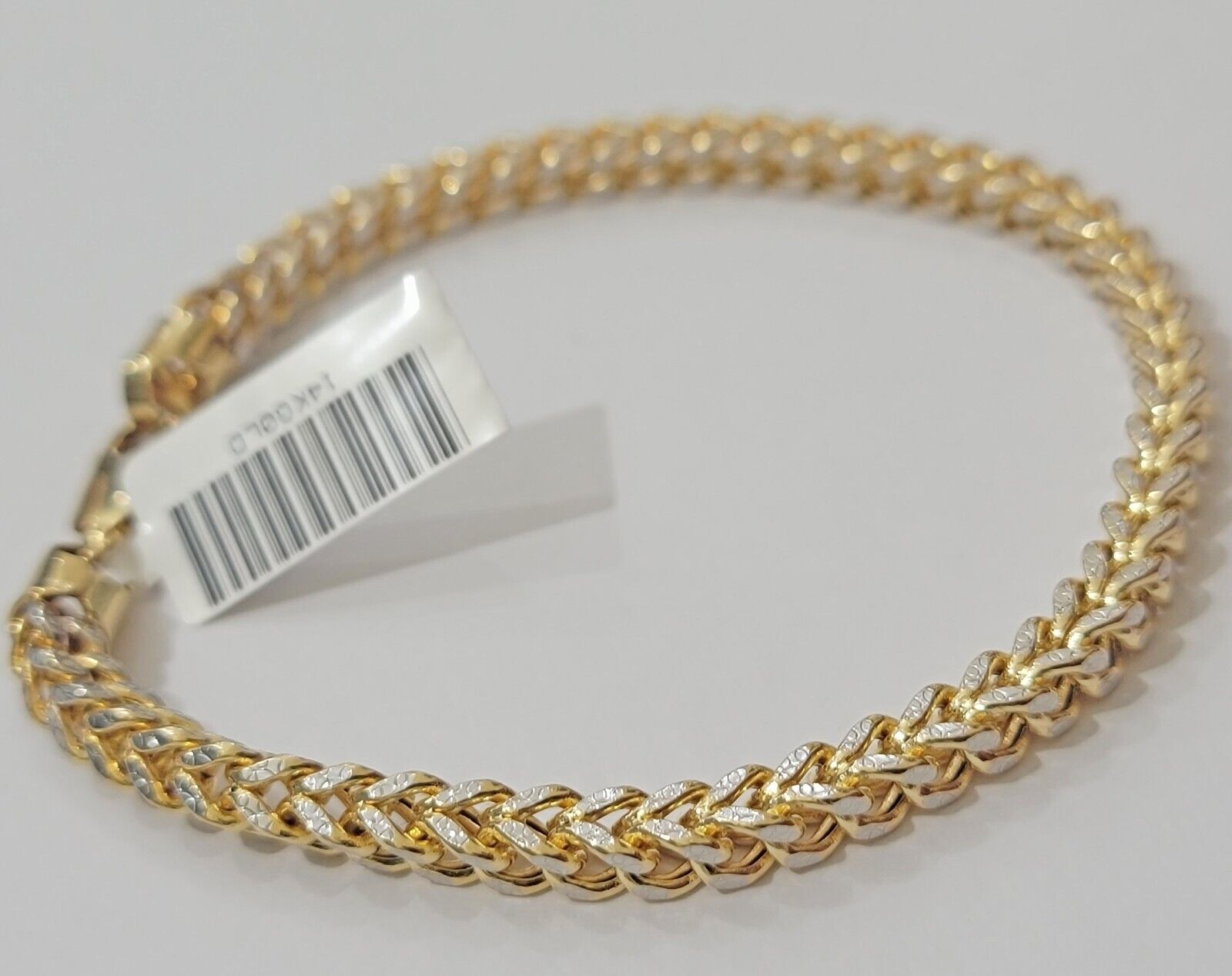 Mens 14k Yellow Gold Franco Bracelet 4mm 8.5" Diamond Cut Authentic 14KT ,STRONG - GoldenLinQ