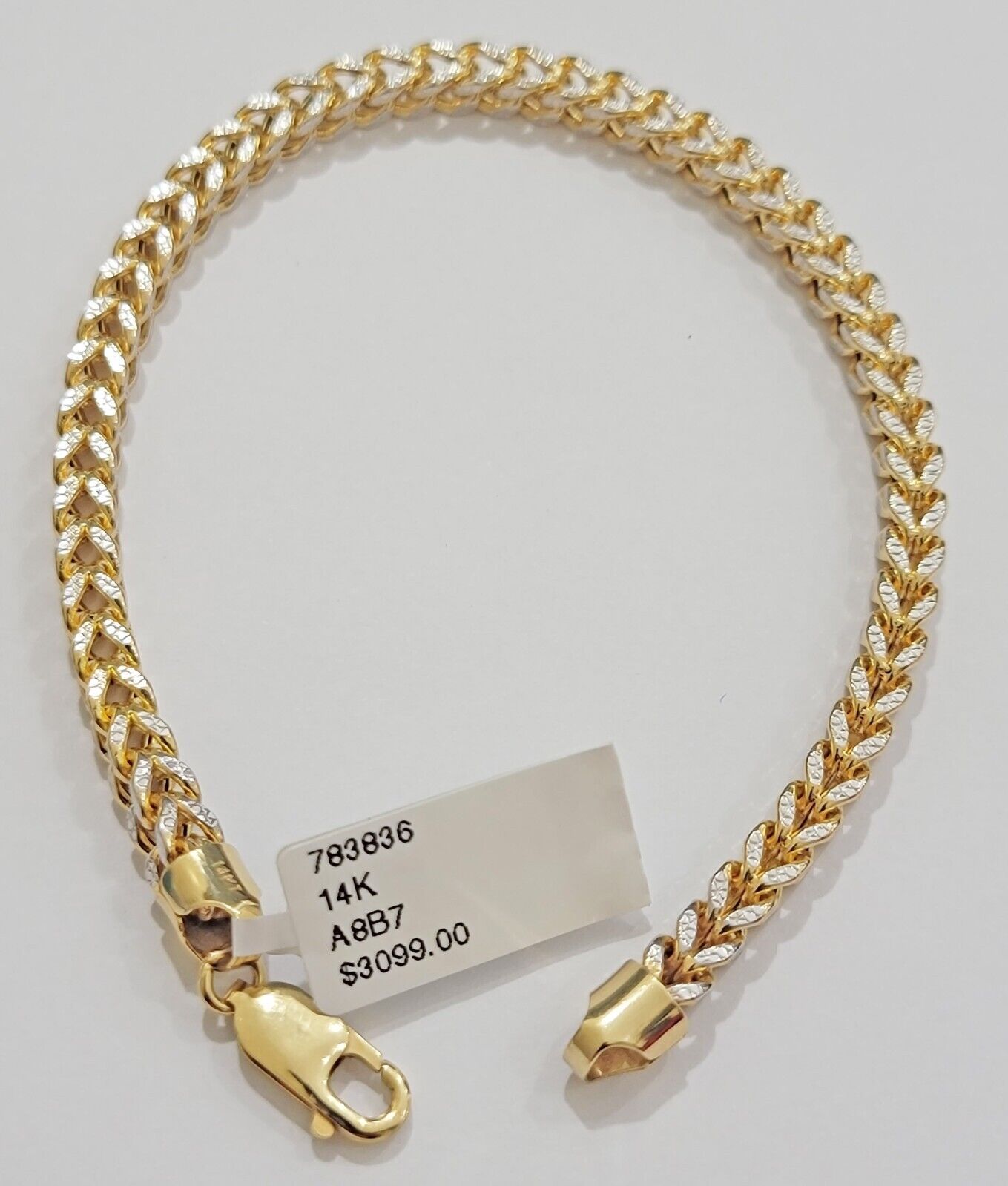 Mens 14k Yellow Gold Franco Bracelet 8" 4mm Diamond Cut Authentic 14KT , STRONG - GoldenLinQ