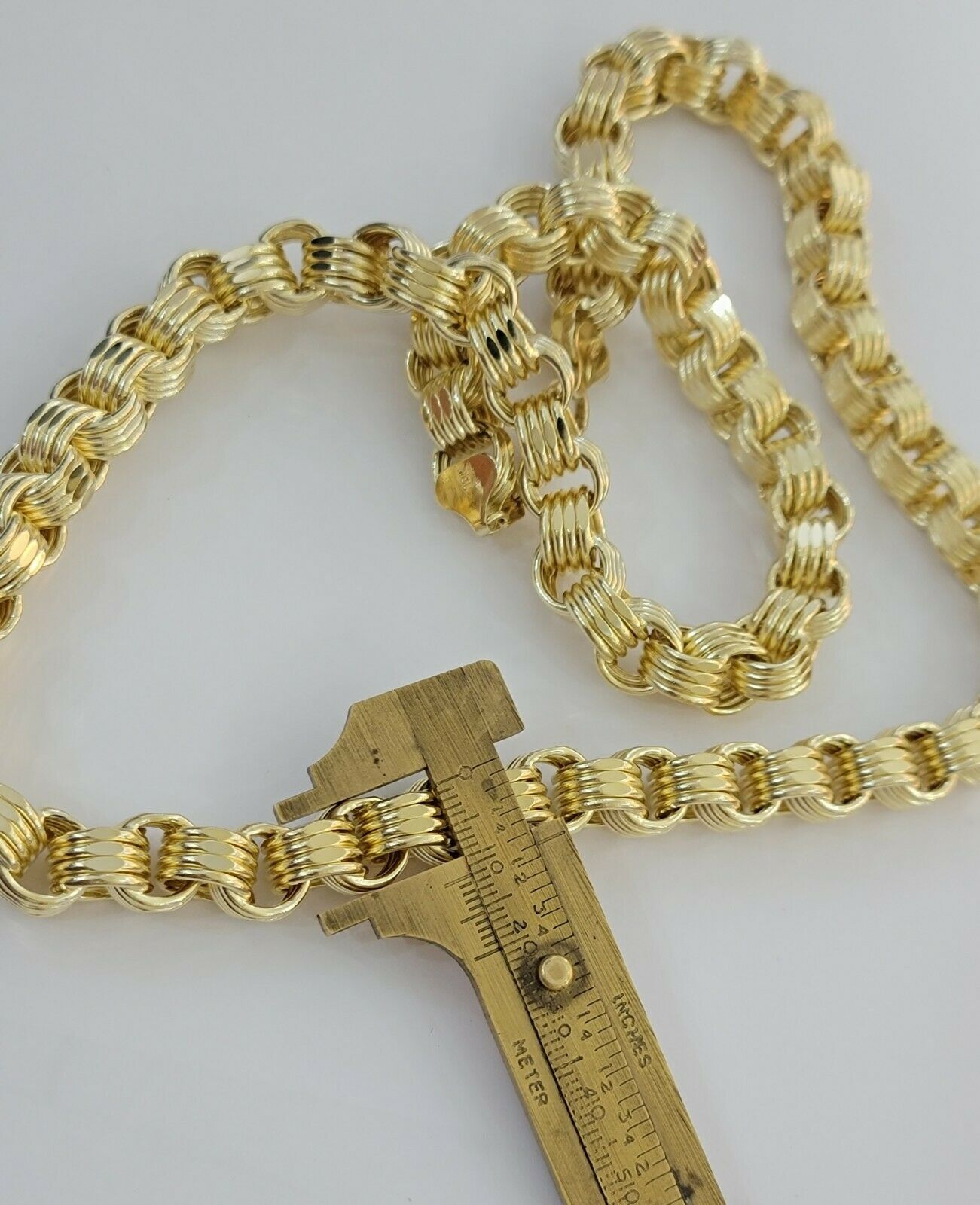 Mens Byzantine Chain 10k Gold Necklace 11mm 22" 24" 26" 28" 30" 10kt Yellow Gold - GoldenlinQ
