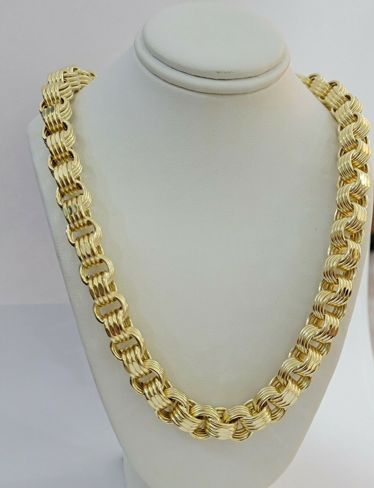 Mens Byzantine Chain 10k Gold Necklace 11mm 22" 24" 26" 28" 30" 10kt Yellow Gold - GoldenlinQ