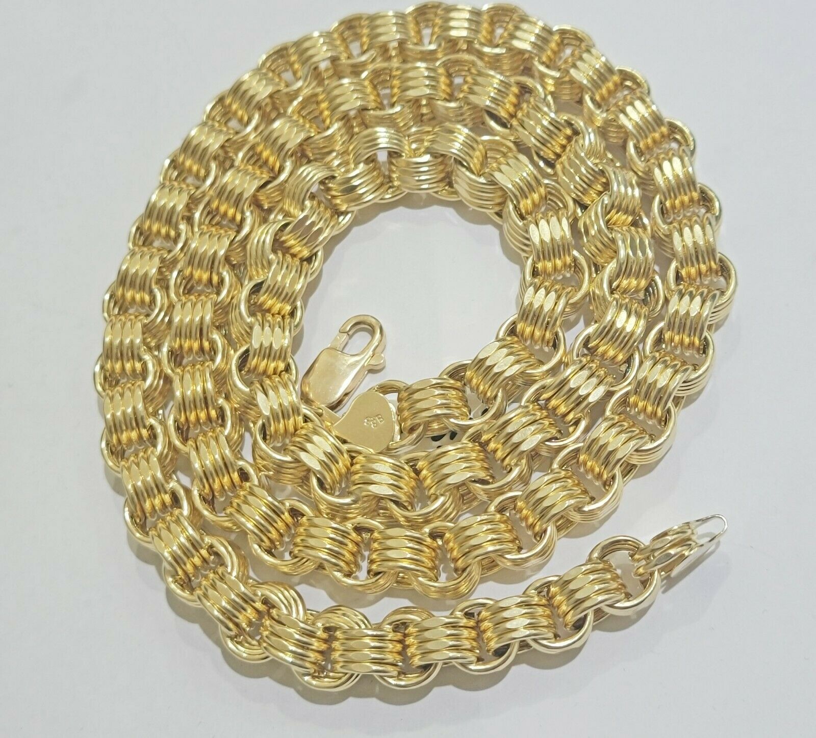 Mens Byzantine Chain 10k Gold Necklace 9mm 22" 24" 26" 28" 30" 10kt Yellow Gold - GoldenlinQ