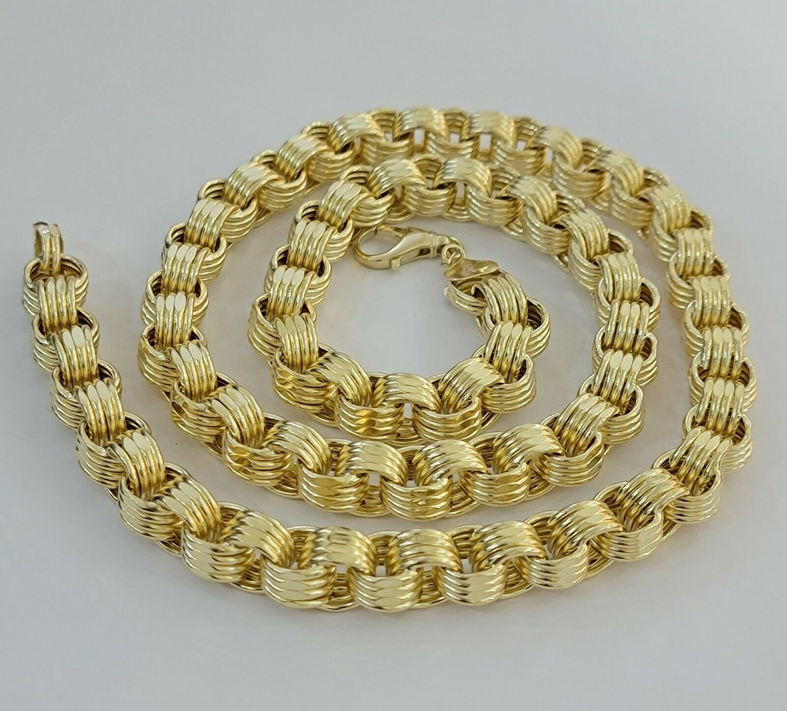 Mens Byzantine Chain 10k Gold Necklace 9mm 22" 24" 26" 28" 30" 10kt Yellow Gold - GoldenlinQ