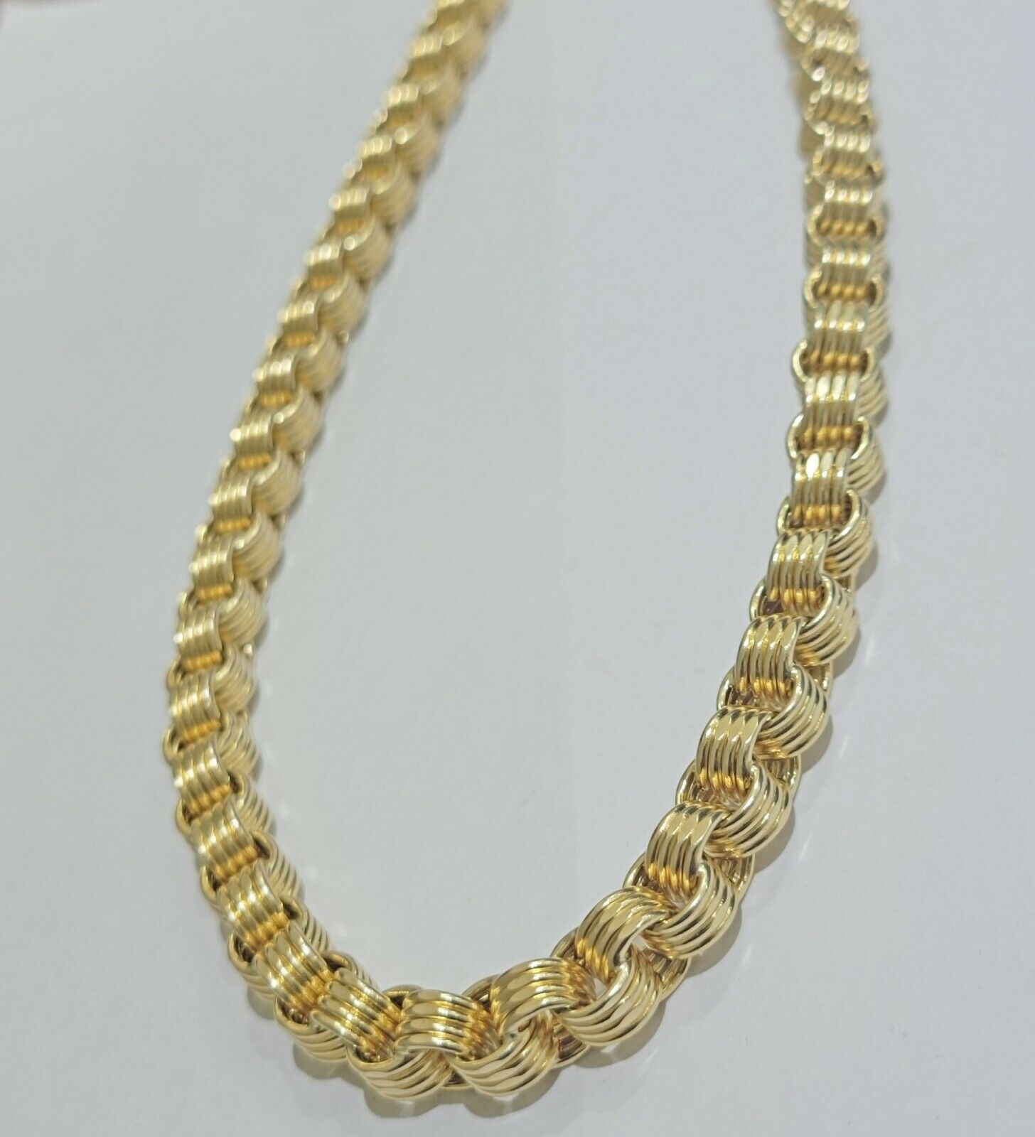 Mens Byzantine Chain 10k Gold Necklace 9mm 22" 24" 26" 28" 30" 10kt Yellow Gold - GoldenlinQ