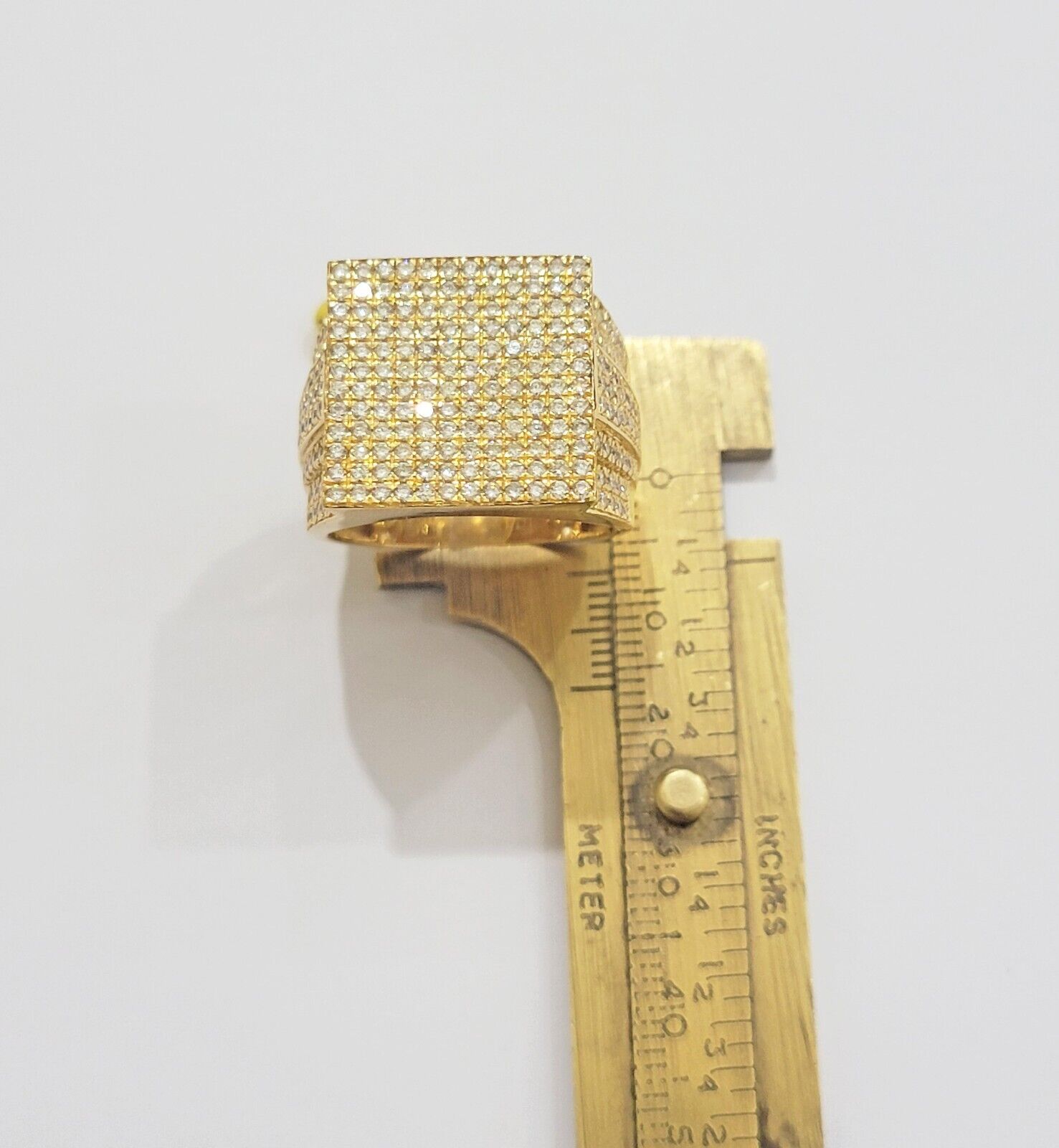 Mens diamond ring 10k yellow gold 2.05 Ct diamonds 10kt dark yellow gold Band - GoldenLinQ