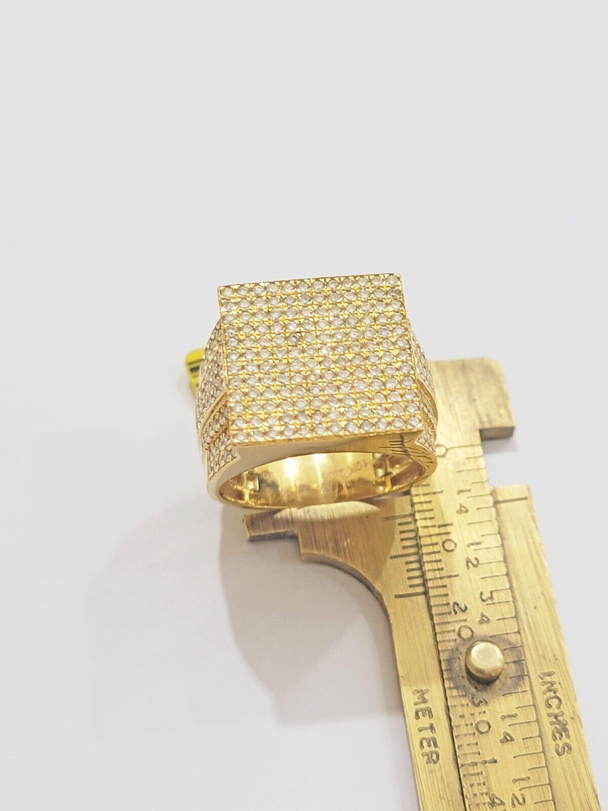 Mens diamond ring 10k yellow gold 2.05 Ct diamonds 10kt dark yellow gold Band - GoldenLinQ